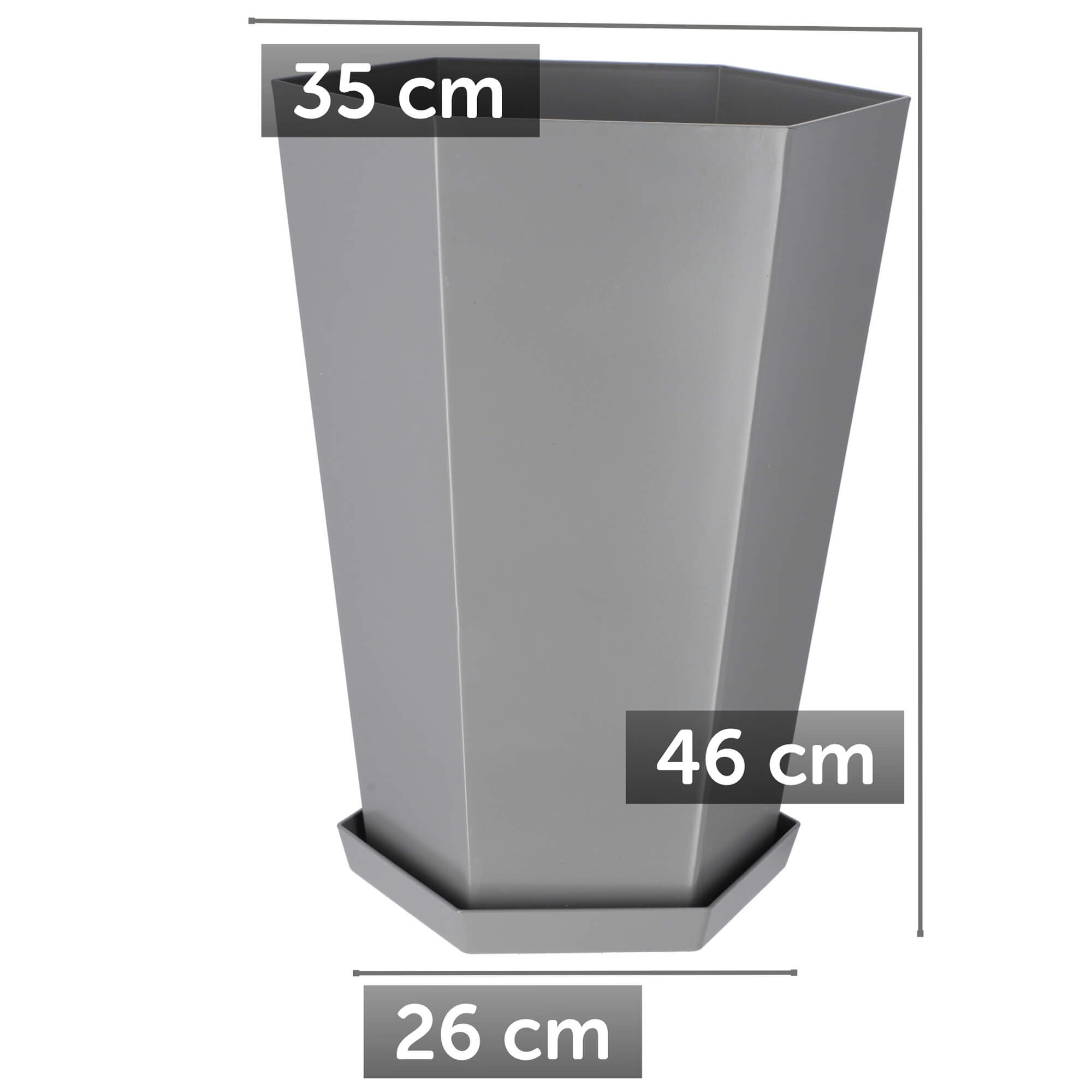 Doniczka na kwiaty z podstawką 46 cm, szara