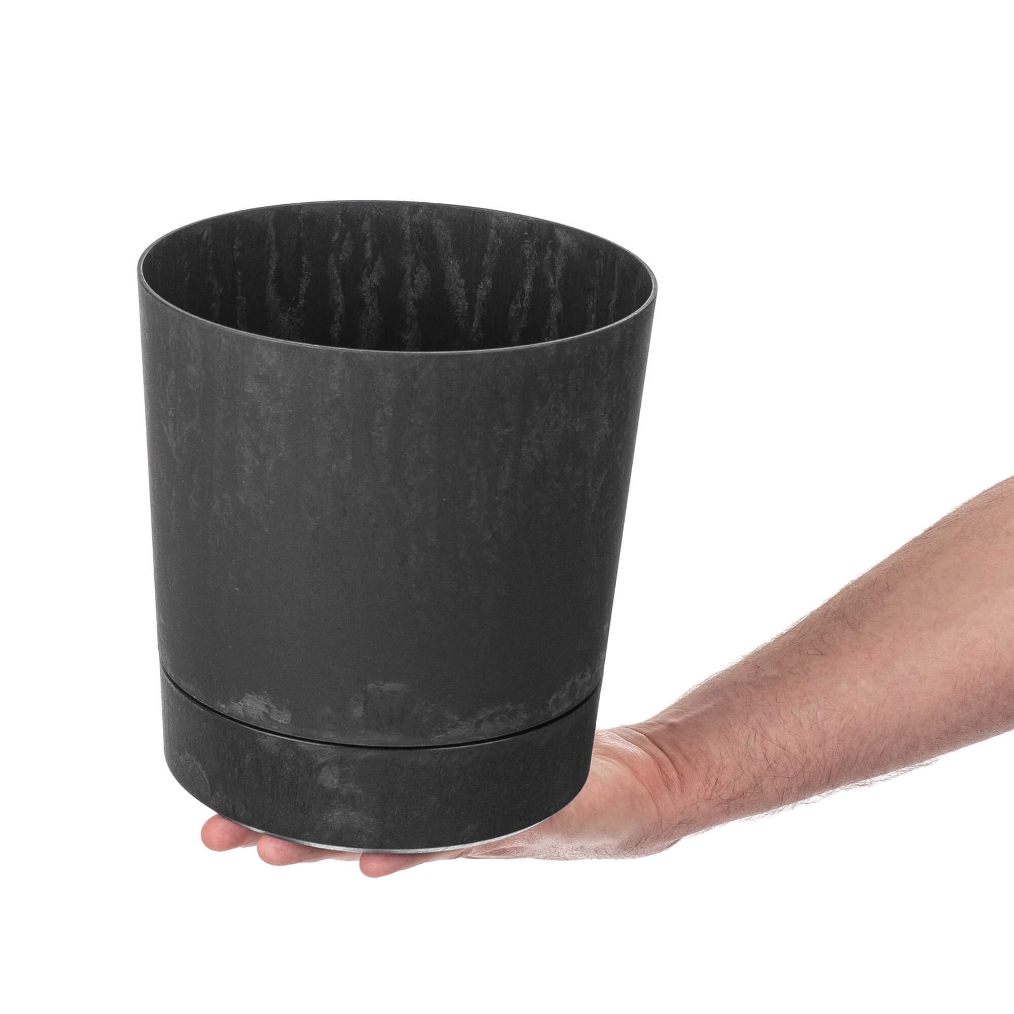 Donica z podstawką Verri 20 cm czarny beton