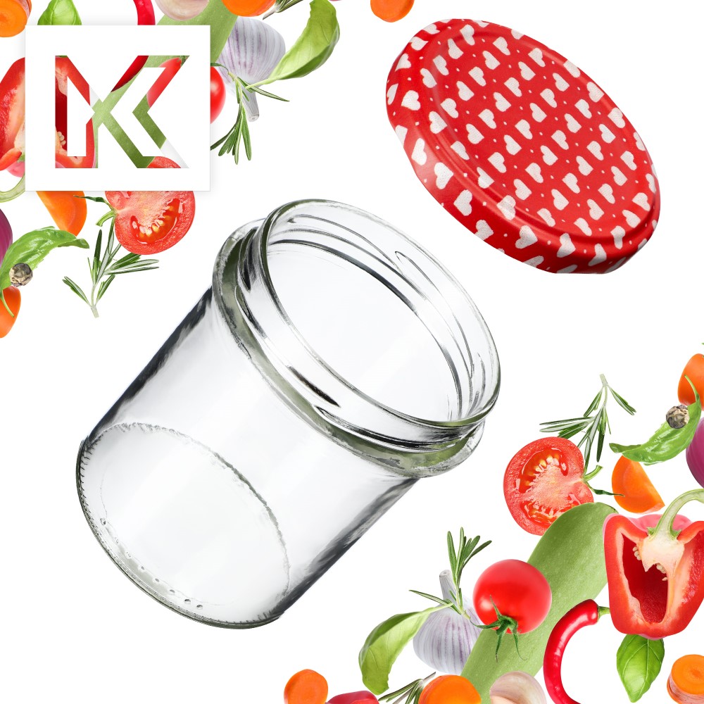 Słoiki na przetwory Avila 350ml 100szt fi 82 mm + wieczka "Serca"