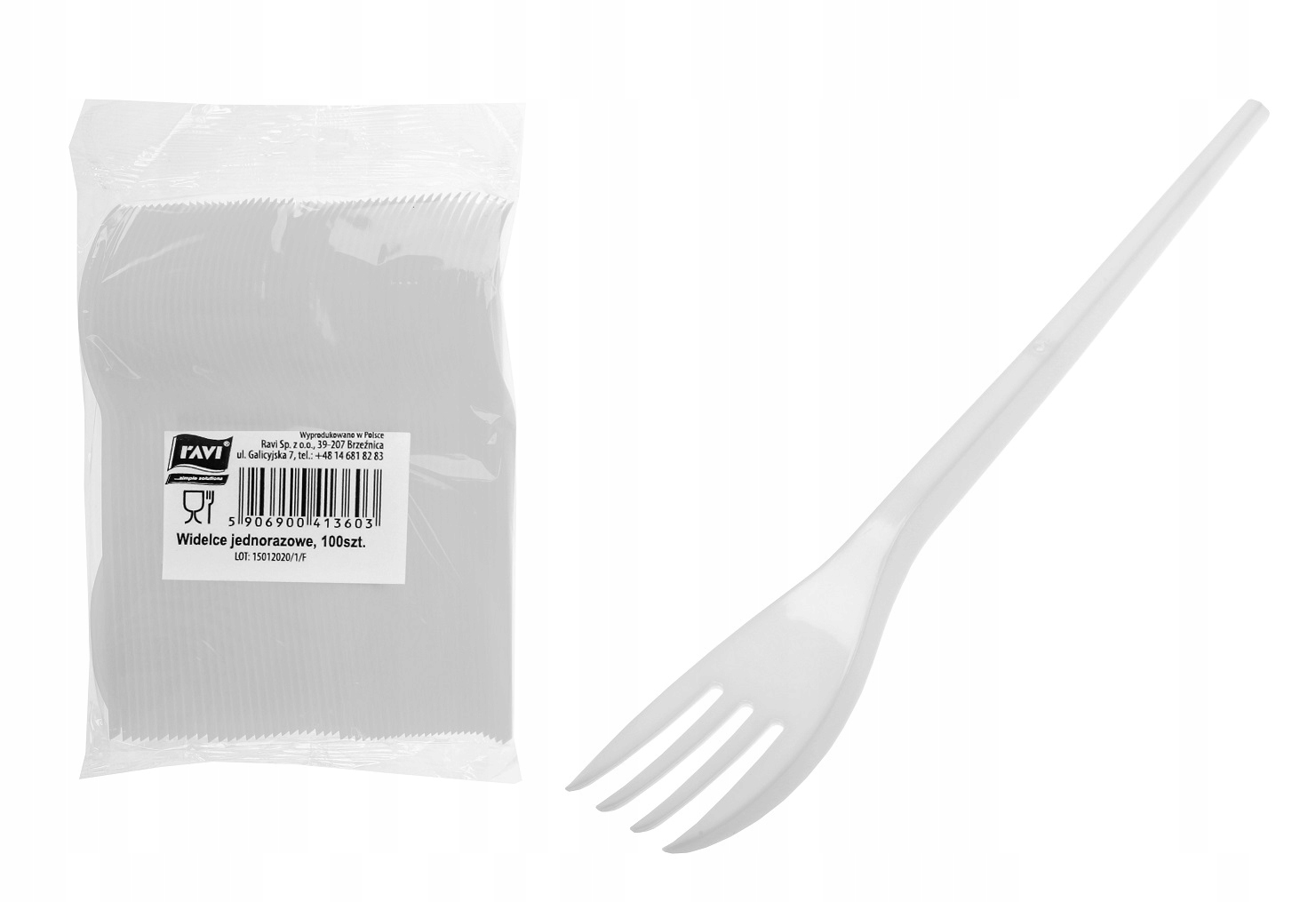 Plastikowe widelce jednorazowe Ravi, 100 szt.