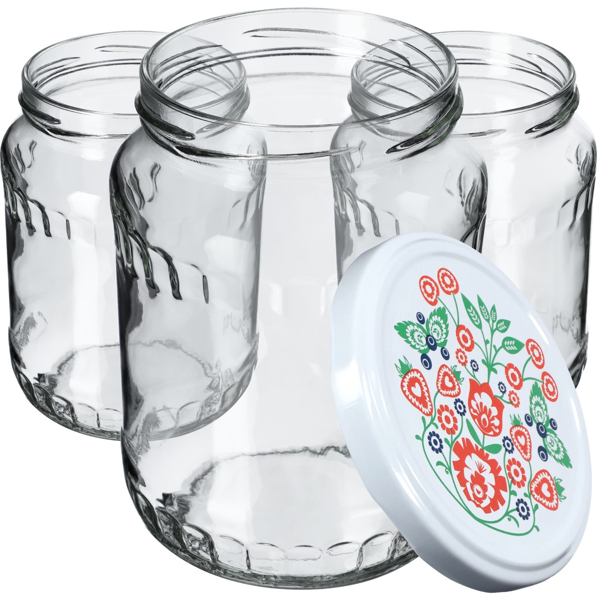 Słoiki na przetwory Jukka 720ml 48szt fi 82 mm + wieczka "Folklor"
