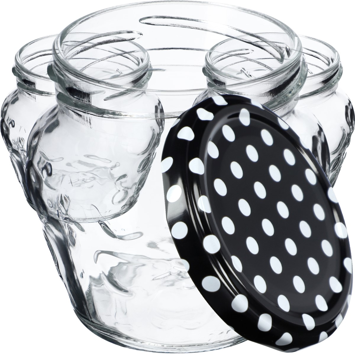 Słoiki Kemi 200ml 50szt fi 66 mm + wieczka "Czarny Groszek"