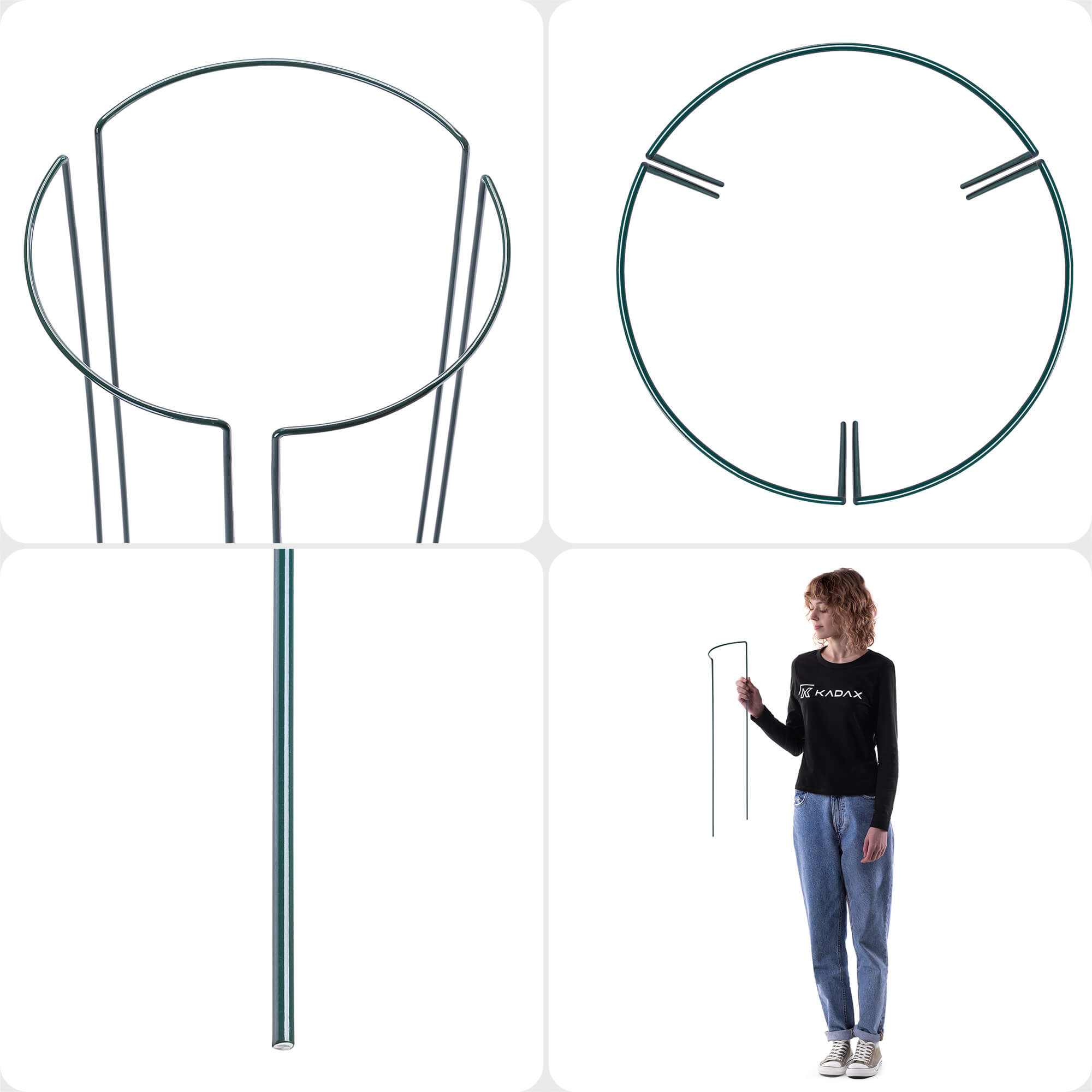 Podpora ogrodowa Mahet 1/3 koła 60 cm stalowa zielona 6 szt.