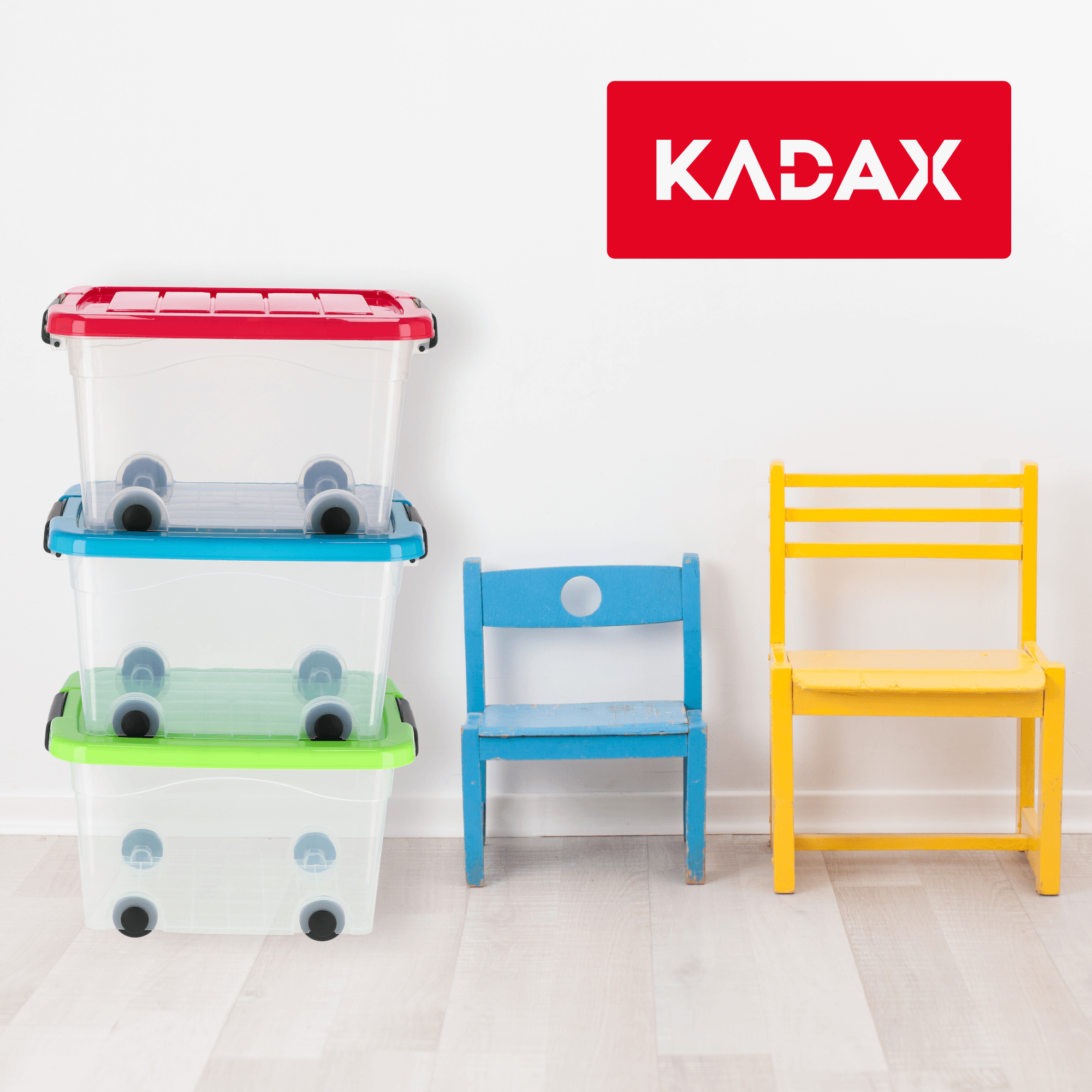 Plastikowy pojemnik na kółkach Vado 60L, transparentny