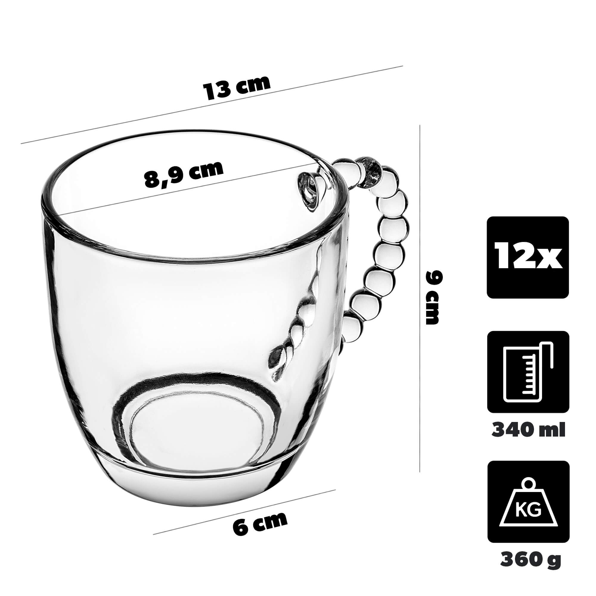 Kubek Huete 340ml gładki 12 szt.