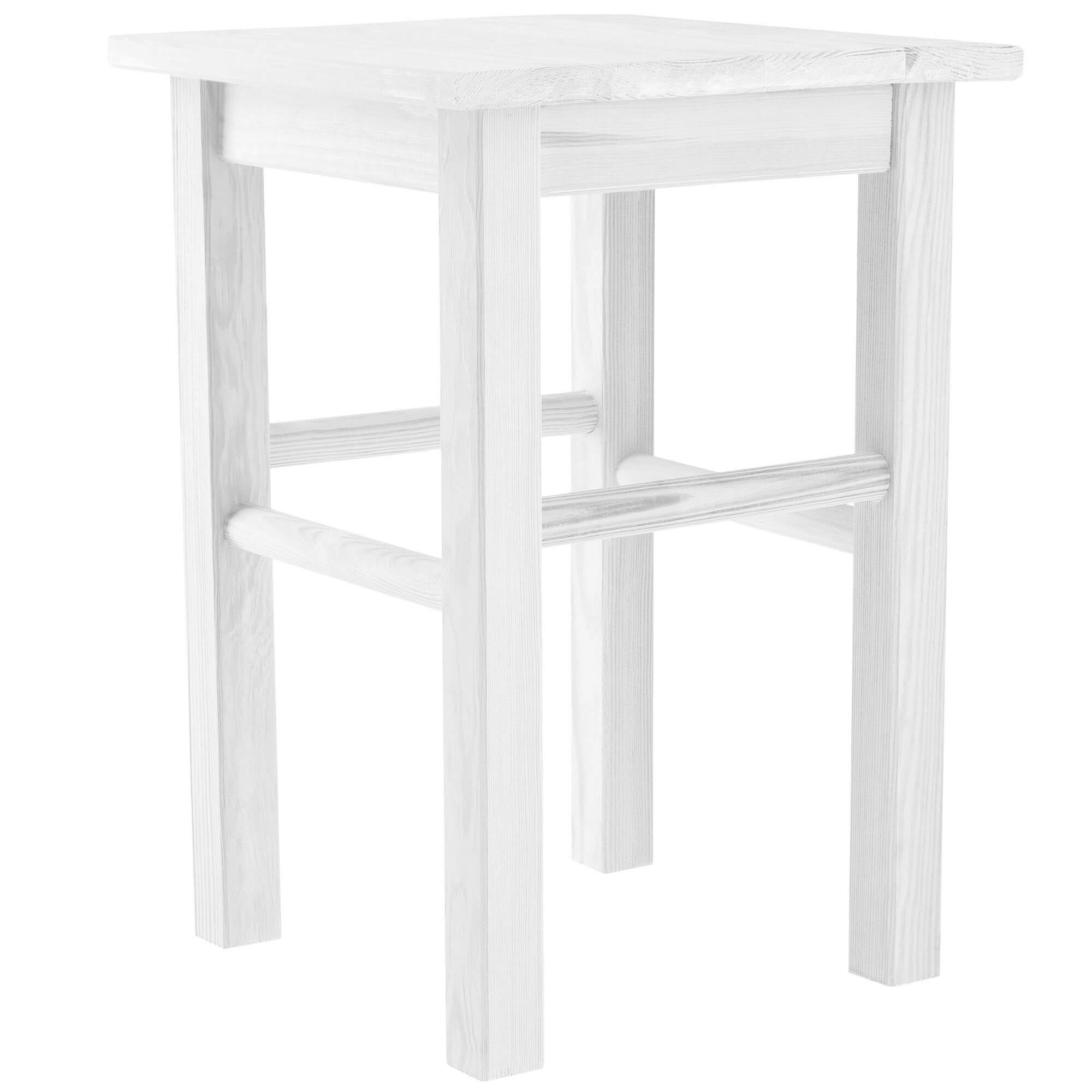 Taboret drewniany Rena 44x30 cm kwadratowy biały