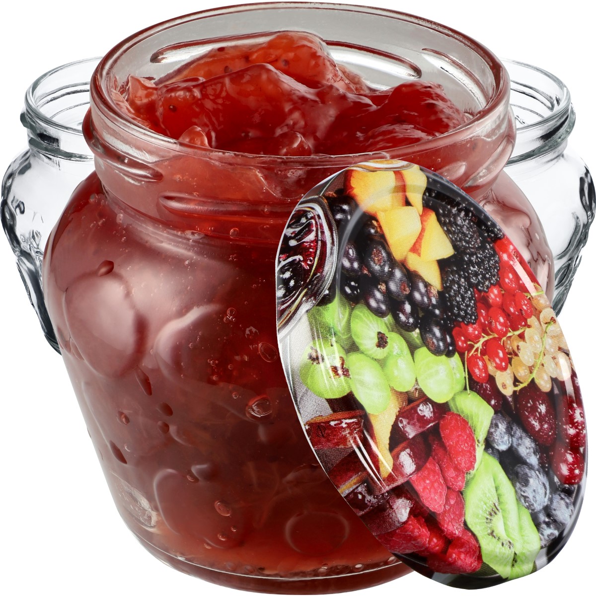 Słoiki Kemi 200ml 20szt fi 66 mm + wieczka "Owoce"
