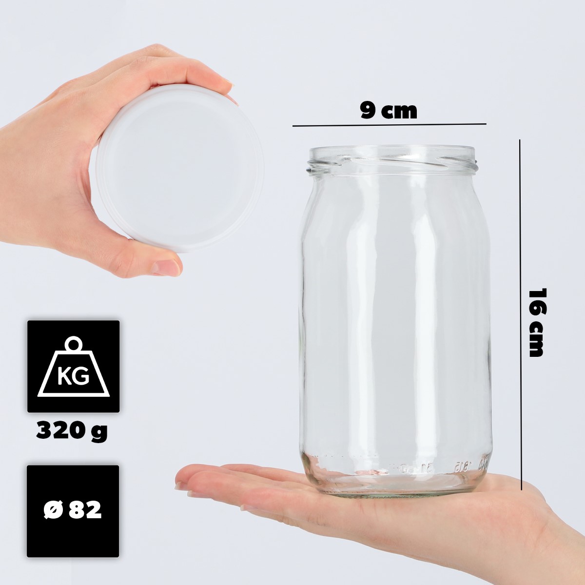 Słoiki na przetwory Niva 760ml 8szt fi 82 mm + wieczka białe