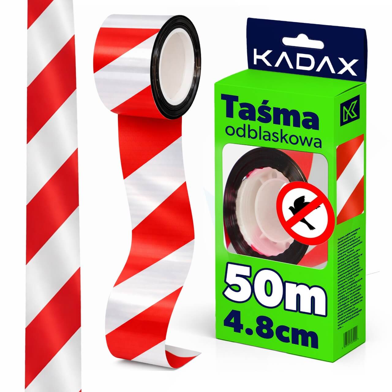 Taśma odblaskowa na ptaki 4,8 cm x 50 m, czerwona