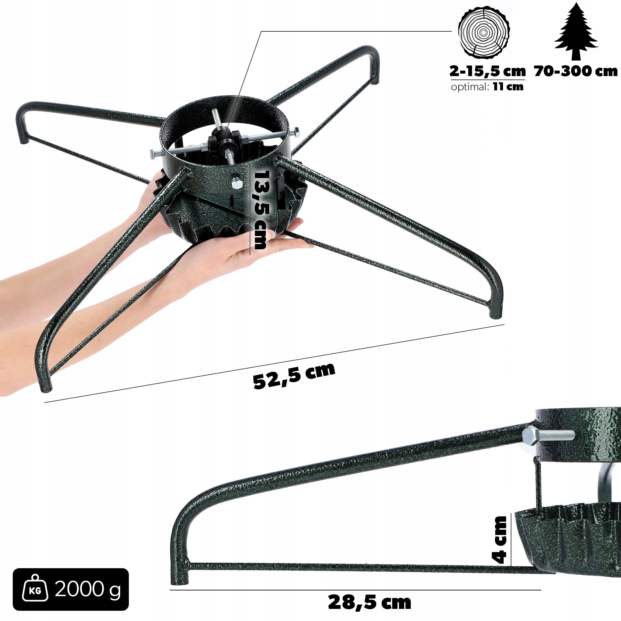Stojak na choinkę 52cm zielony