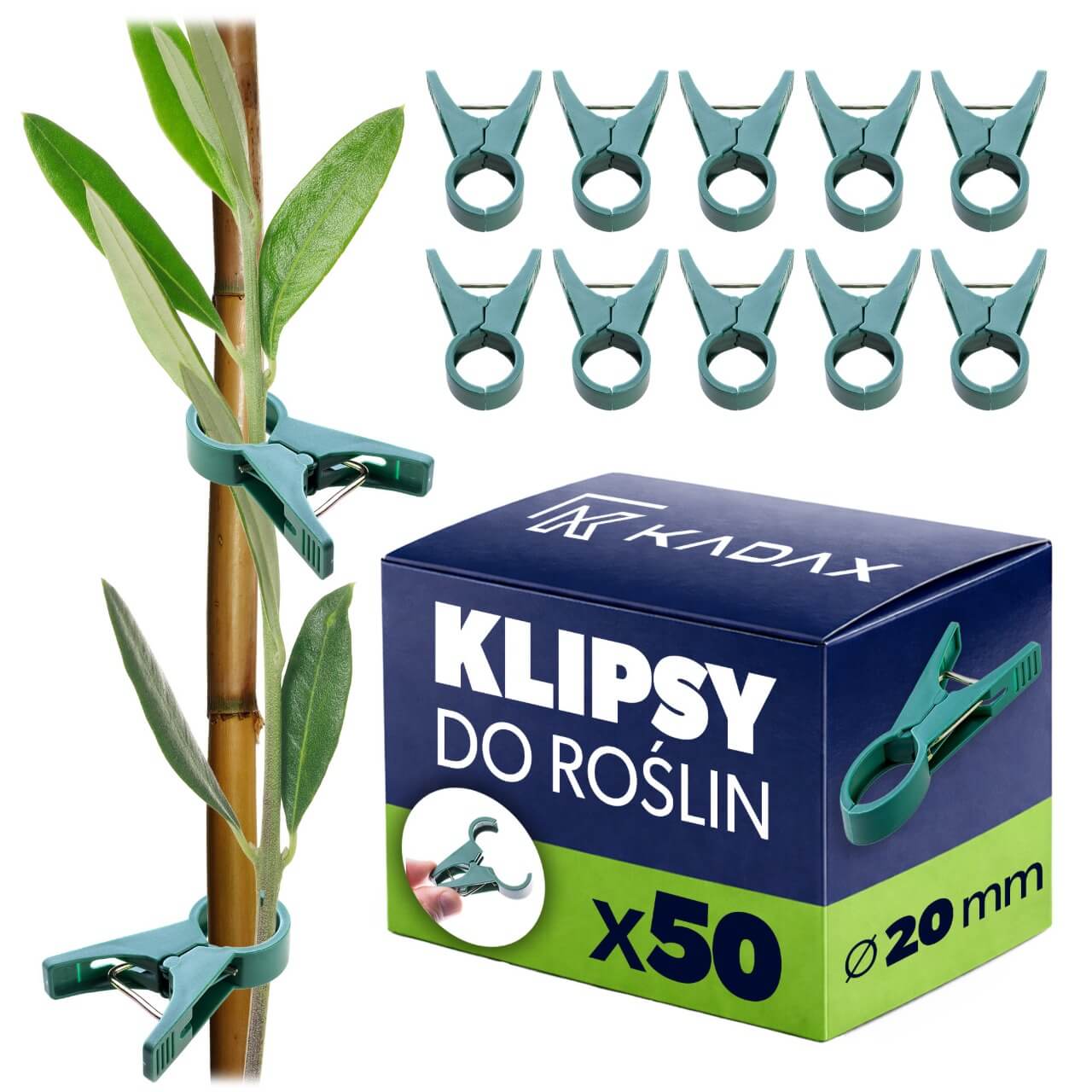Klipsy do roślin Evaille 20 mm zielone 50 szt.