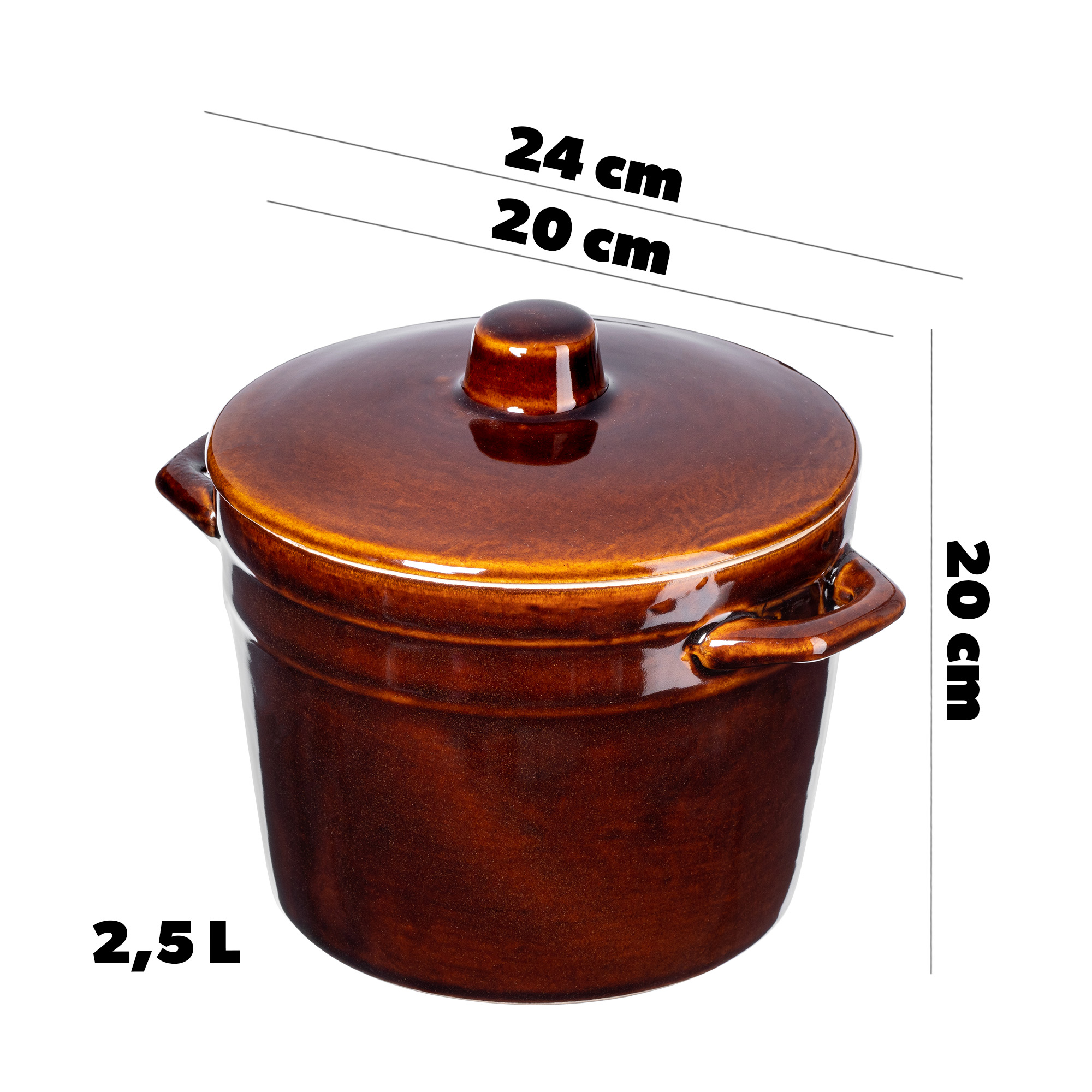 Garnek kamionkowy Athena 2.5L, z pokrywką