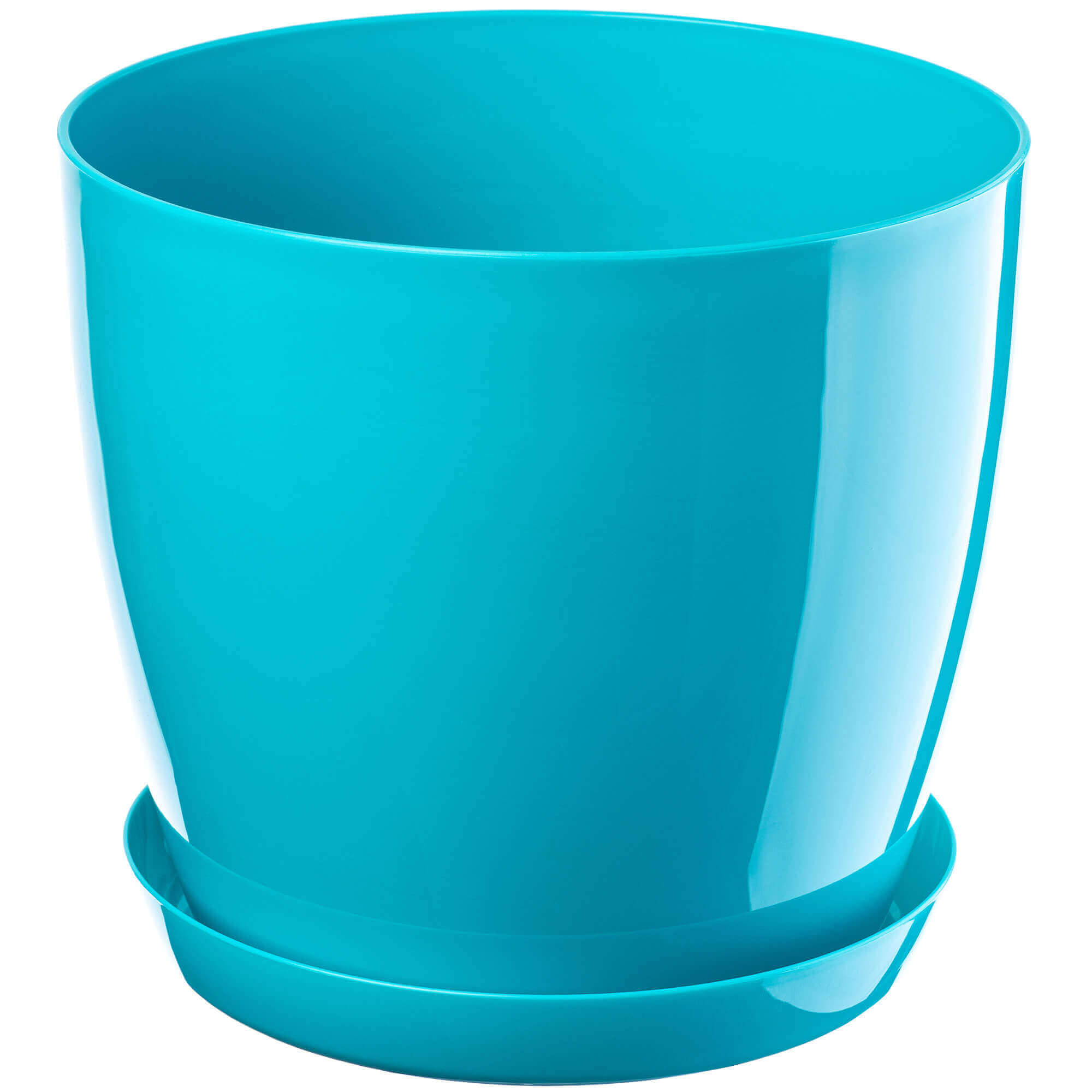 Doniczka na kwiaty z podstawką 16 cm, turkusowa