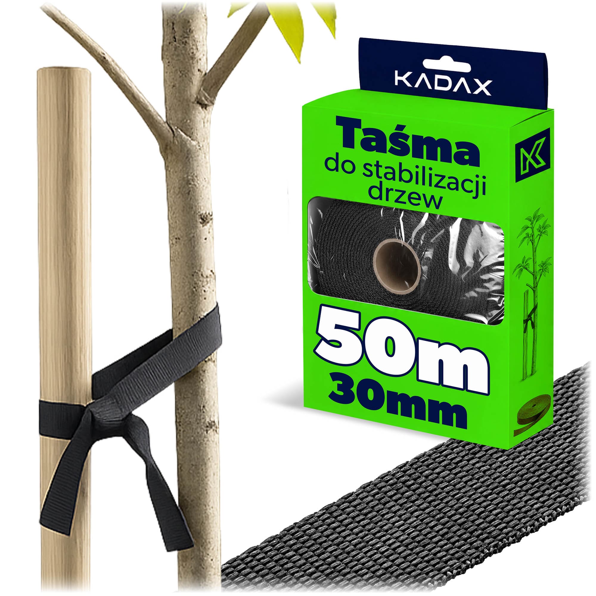 Taśma do mocowania drzew Awenne 30 mm x 50 m czarna