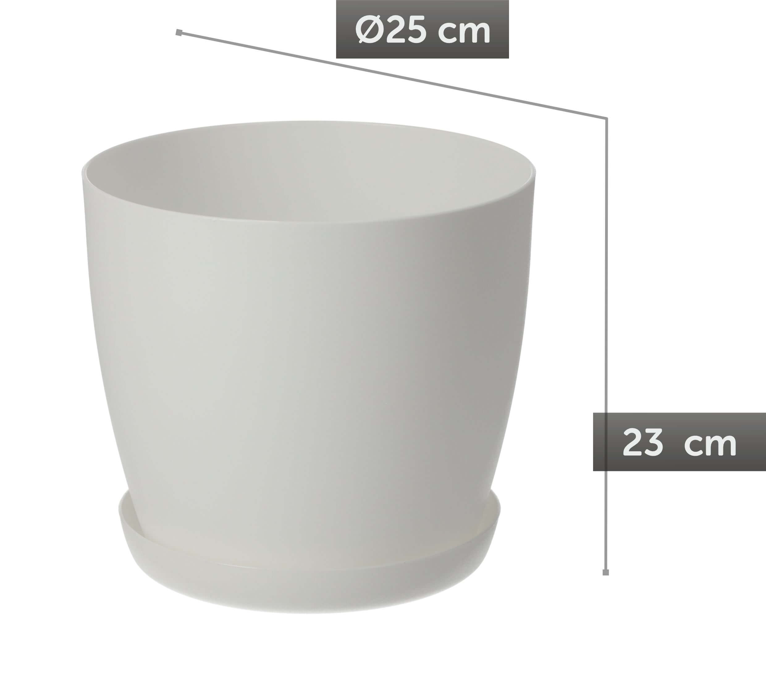 Doniczka Agen z podstawką 25 cm, matowa biała