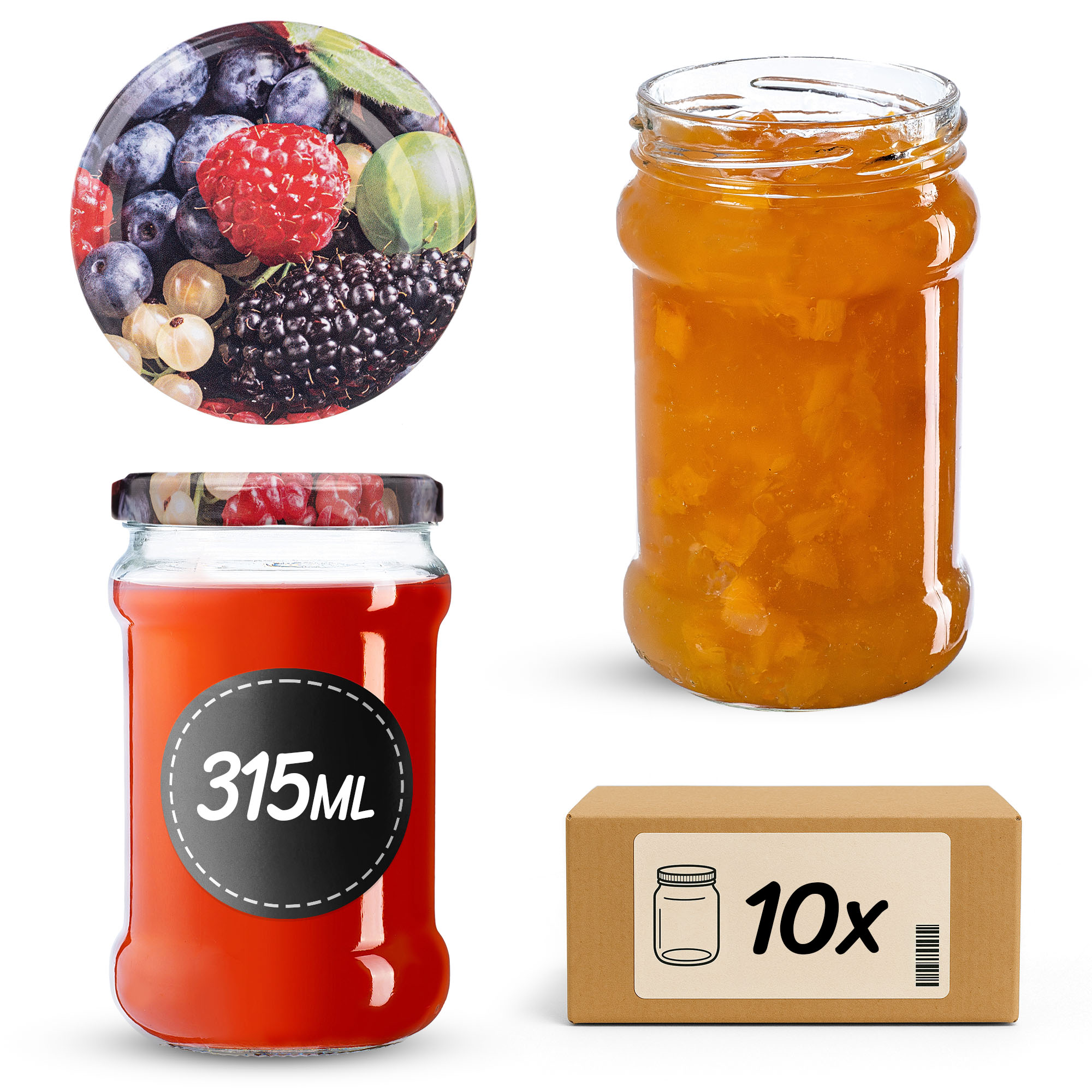 Słoiki na przetwory Seno 315ml fi 66 mm 10szt + wieczko Owoce leśne