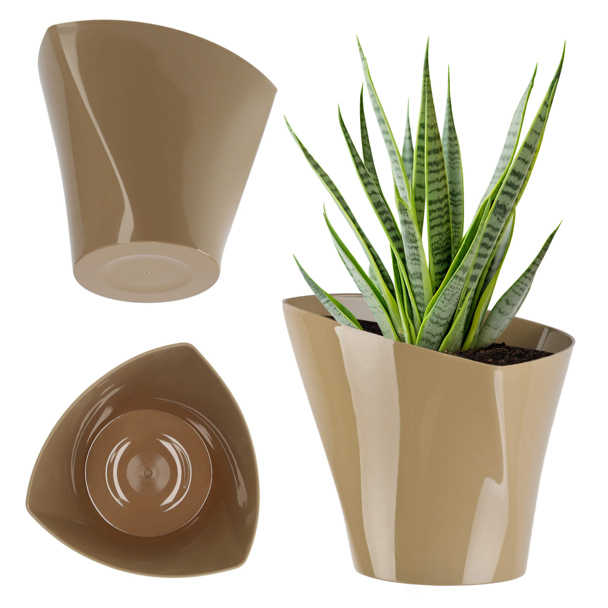 Doniczka asymetryczna 22 cm, beżowa