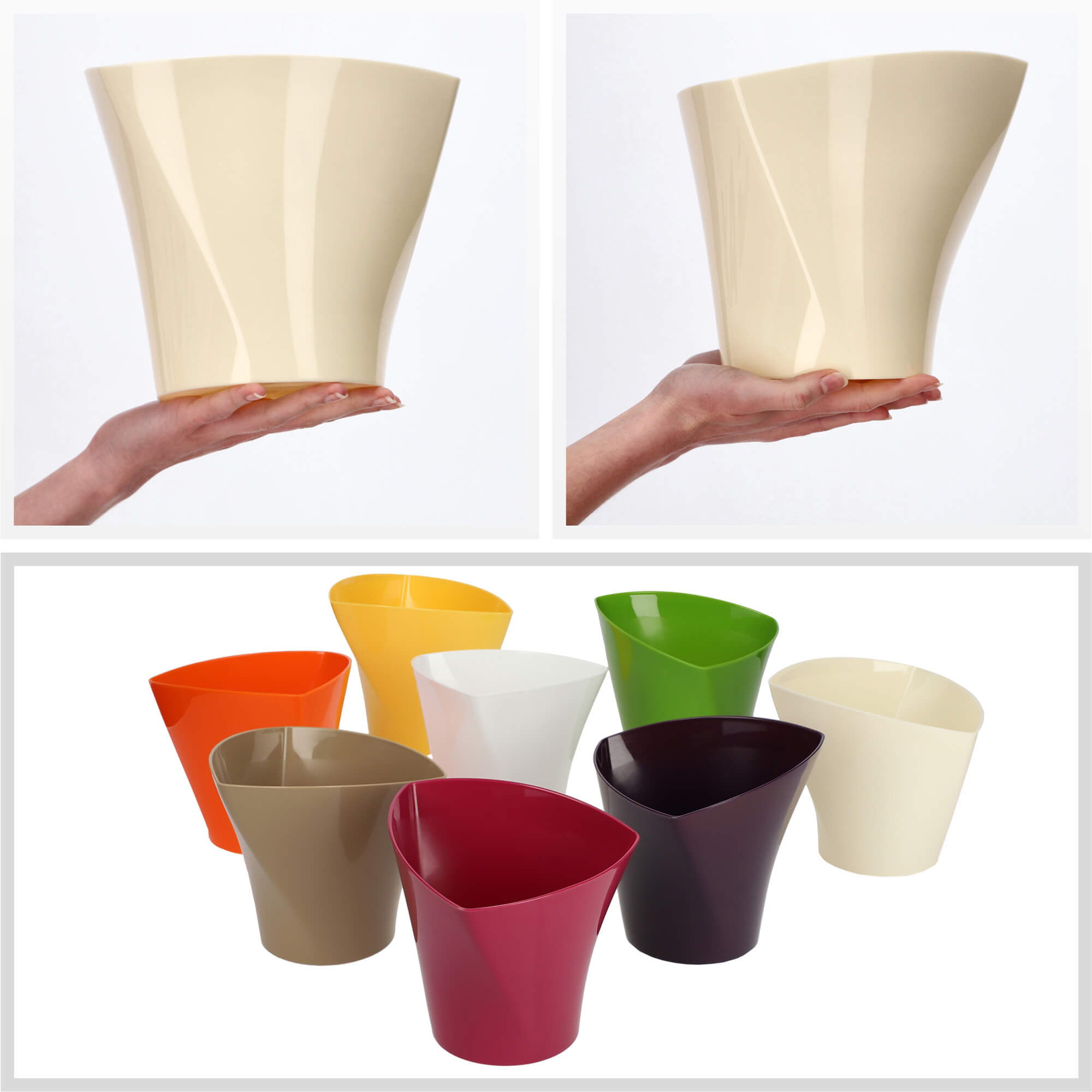 Doniczka asymetryczna 22 cm, kremowa