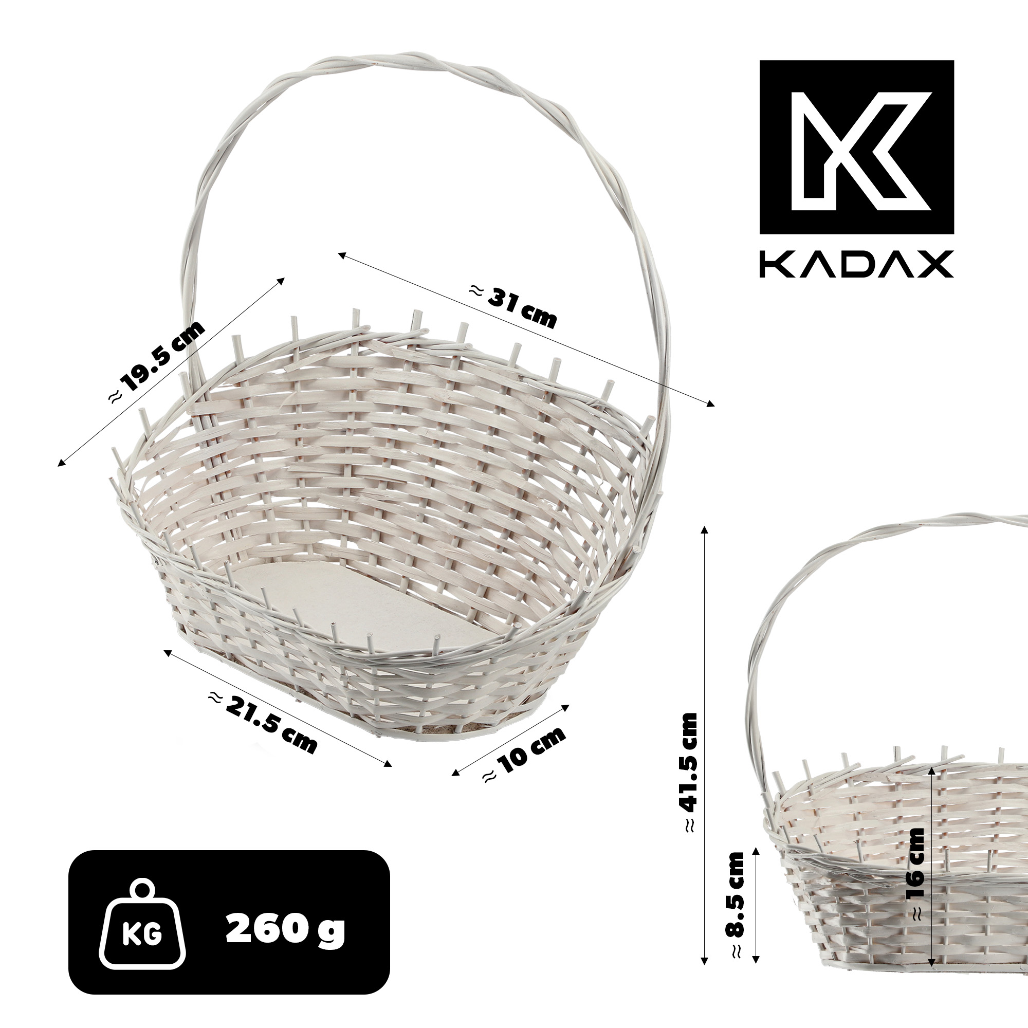 Wiklinowy kosz prezentowy Mede biały, mały