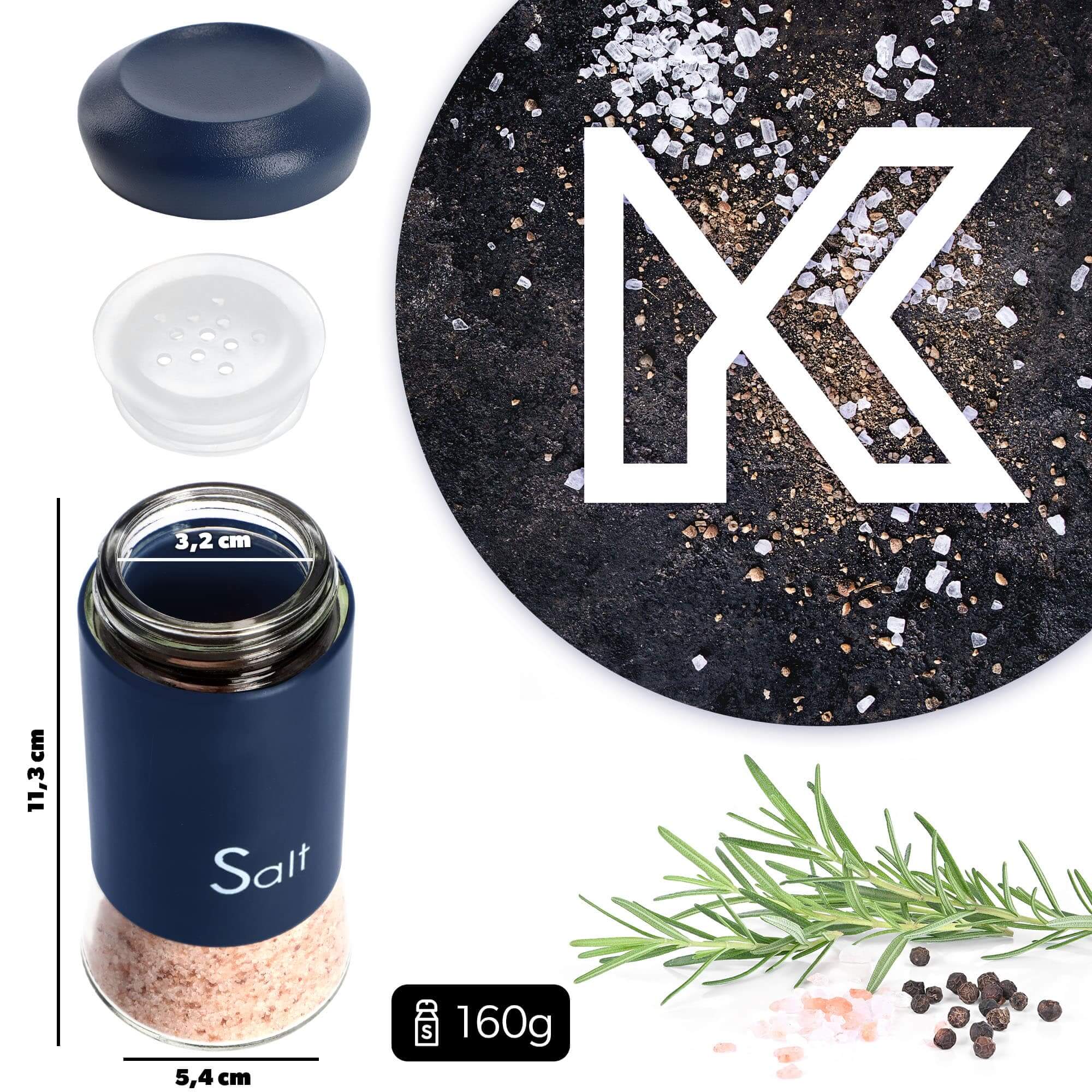 Przyprawnik do soli Alset 150 ml, granatowy