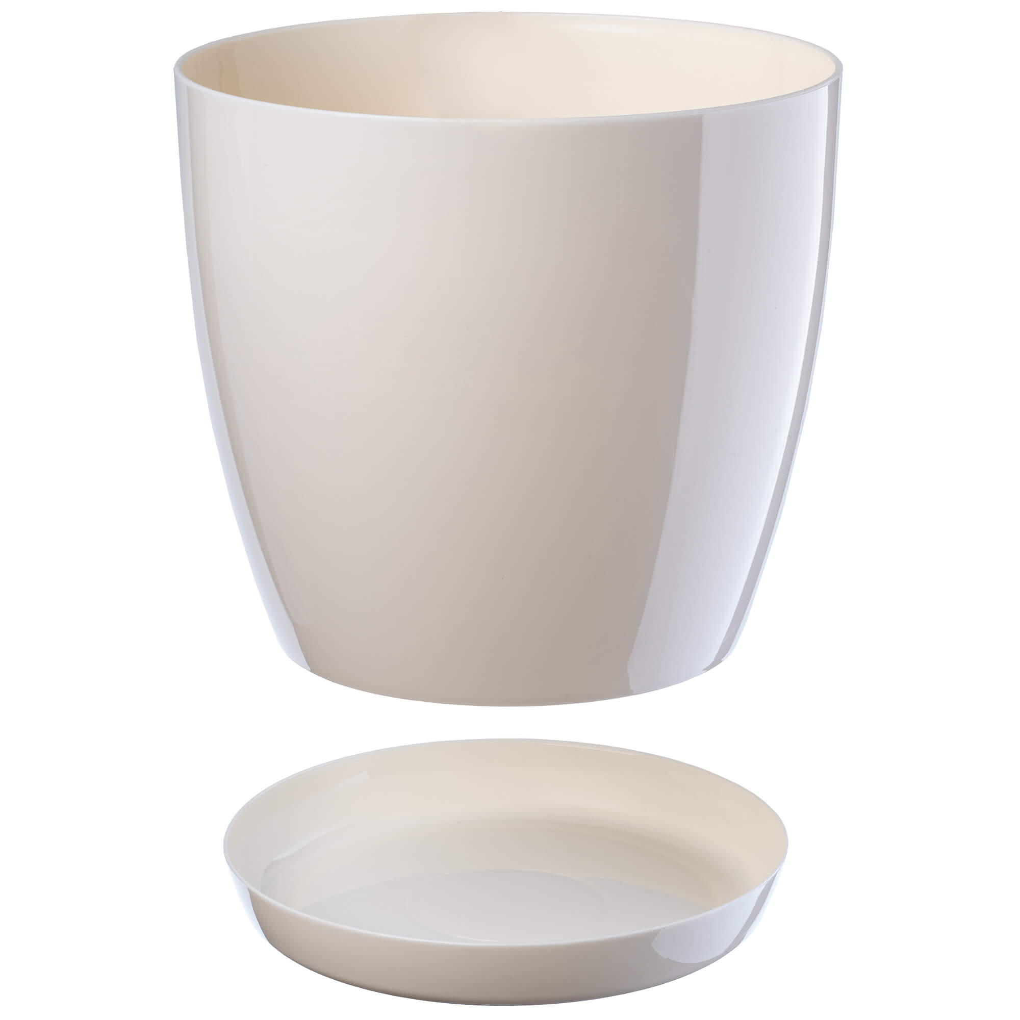 Doniczka Agen z podstawką 18 cm, kremowa