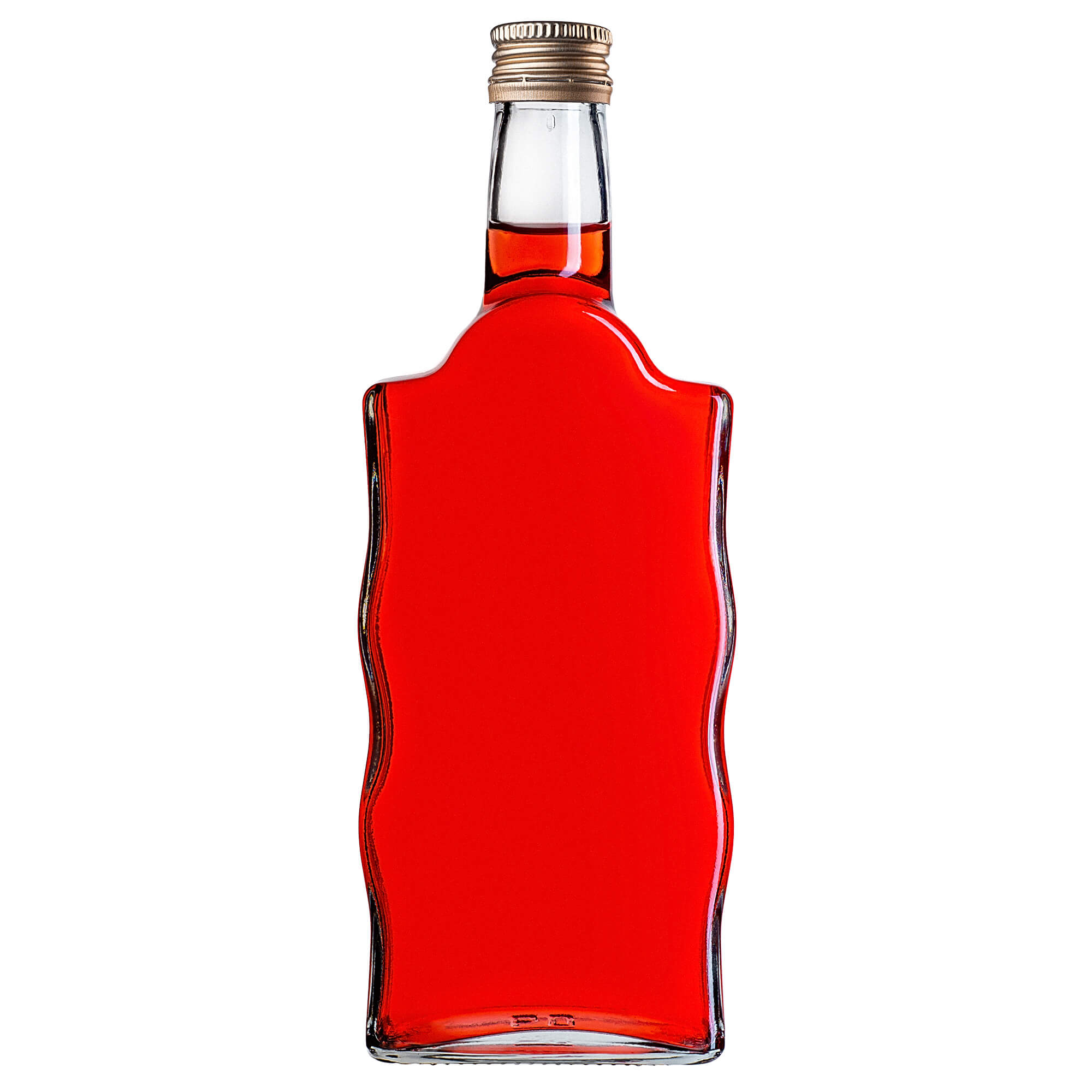 Szklana butelka na nalewkę Fala 500ml ze złotą zakrętką 10 szt.