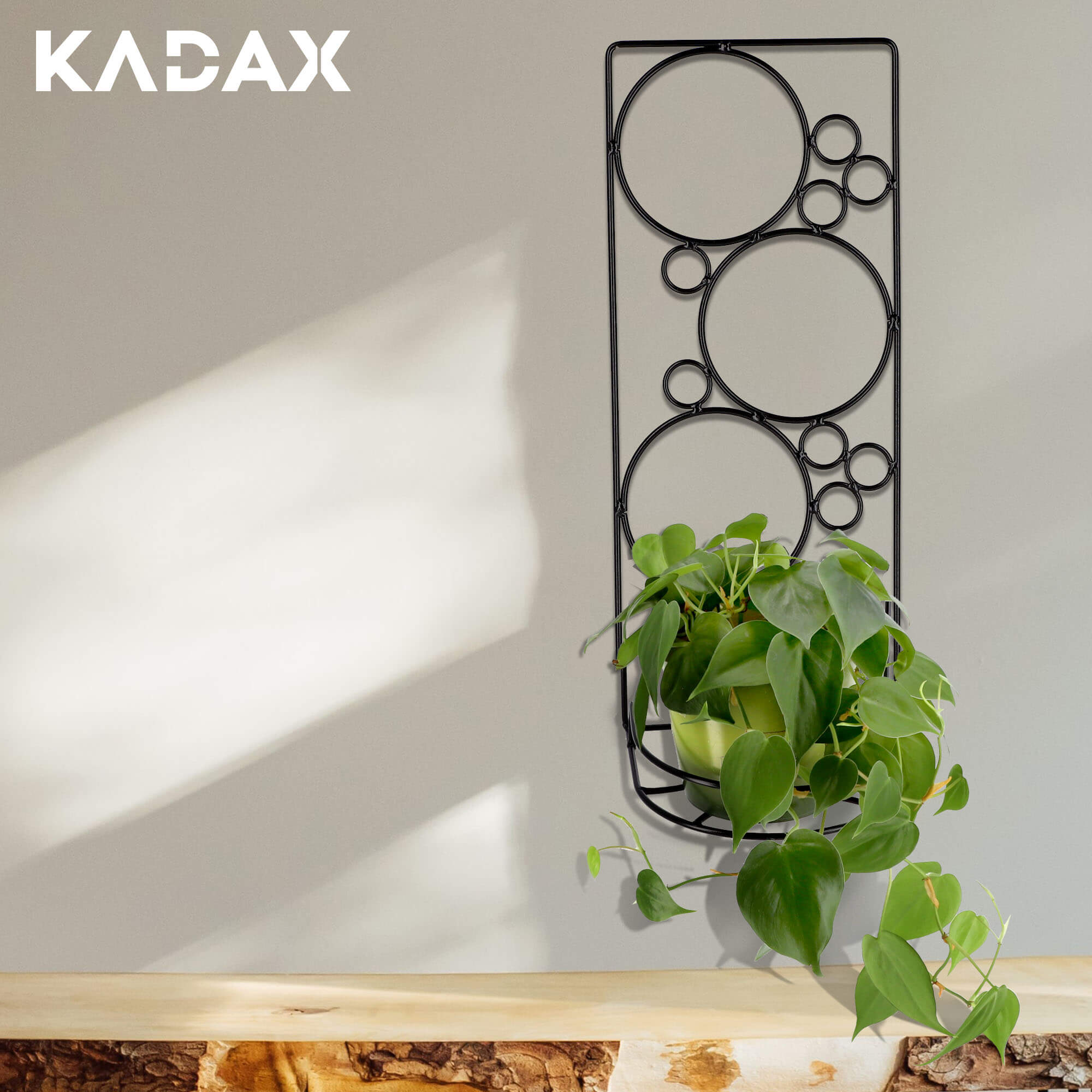 Kwietnik wiszący metalowy 20 x 50 cm, czarny winogrono