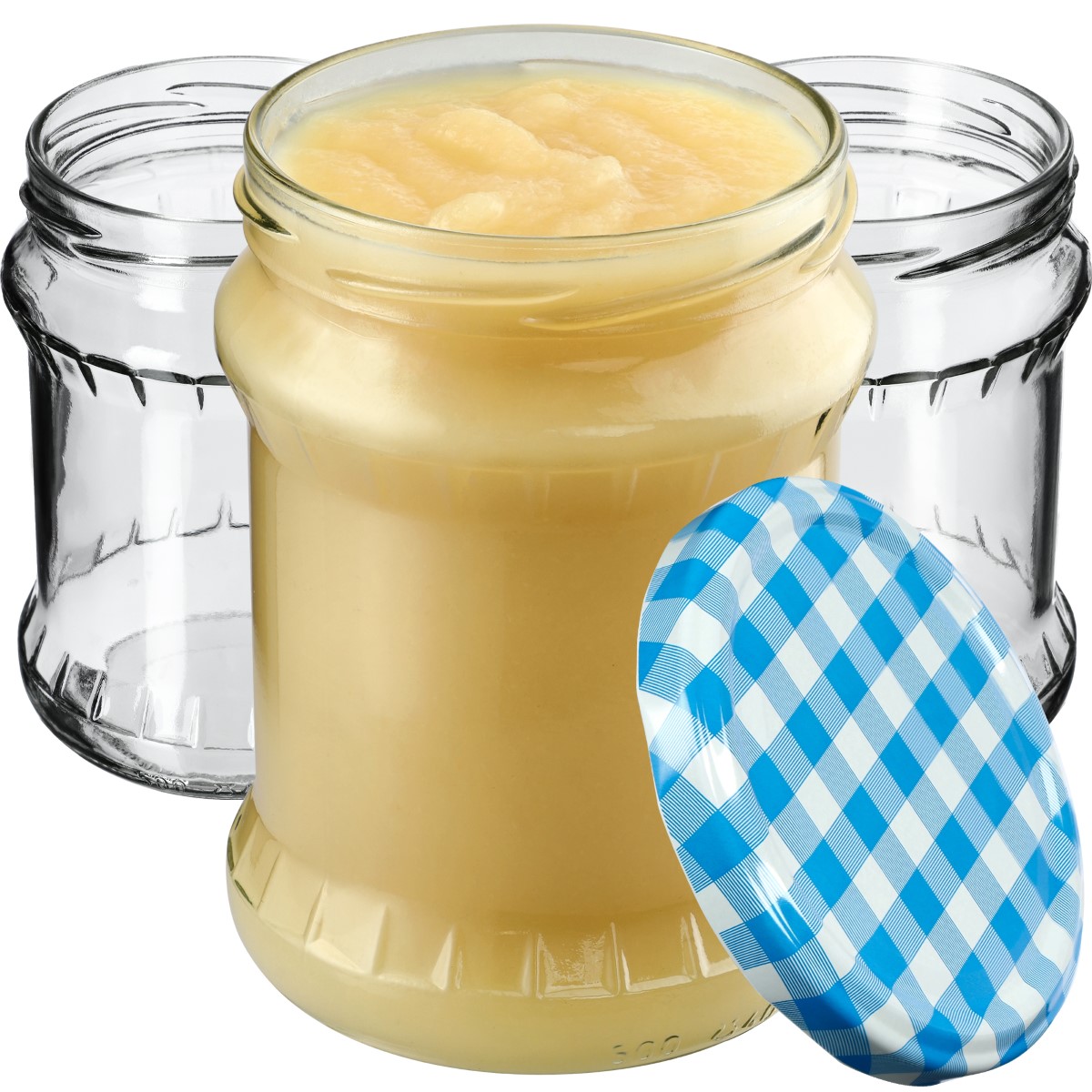 Słoiki na przetwory Kisko 500ml 8szt fi 82 mm + wieczka "Niebieska Krata"