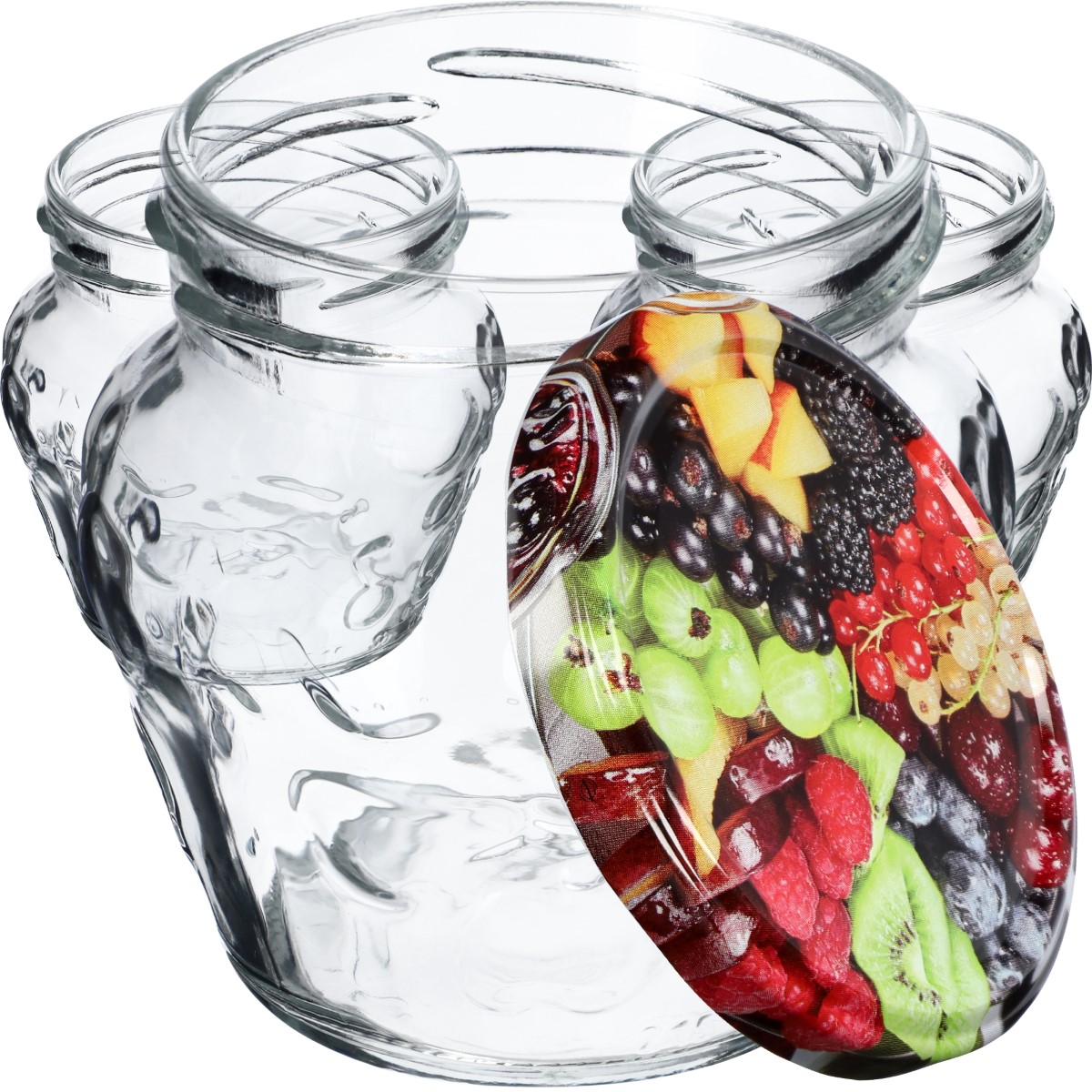Słoiki Kemi 200ml 20szt fi 66 mm + wieczka "Owoce"