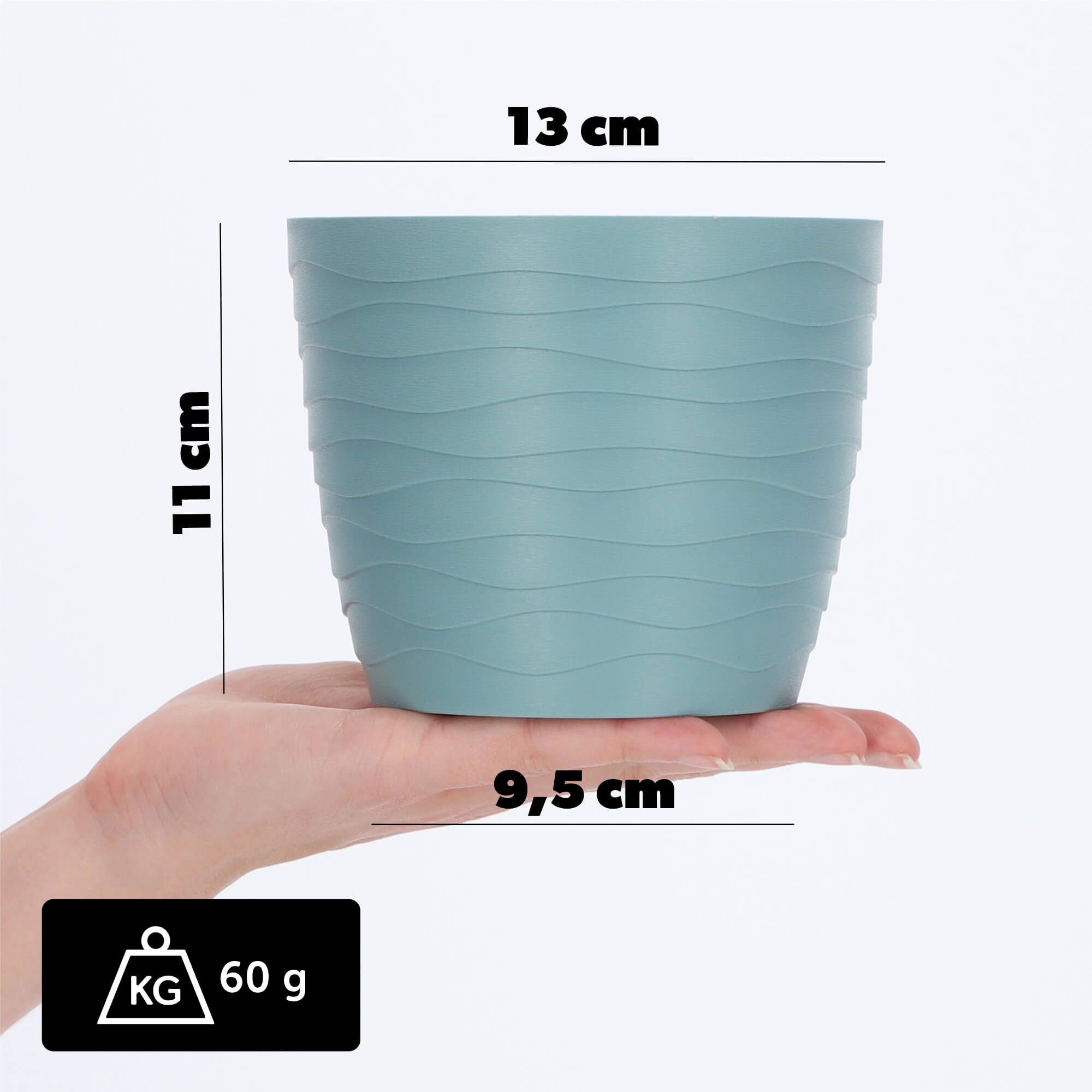 Doniczka okrągła Ufra 13 cm, zielona