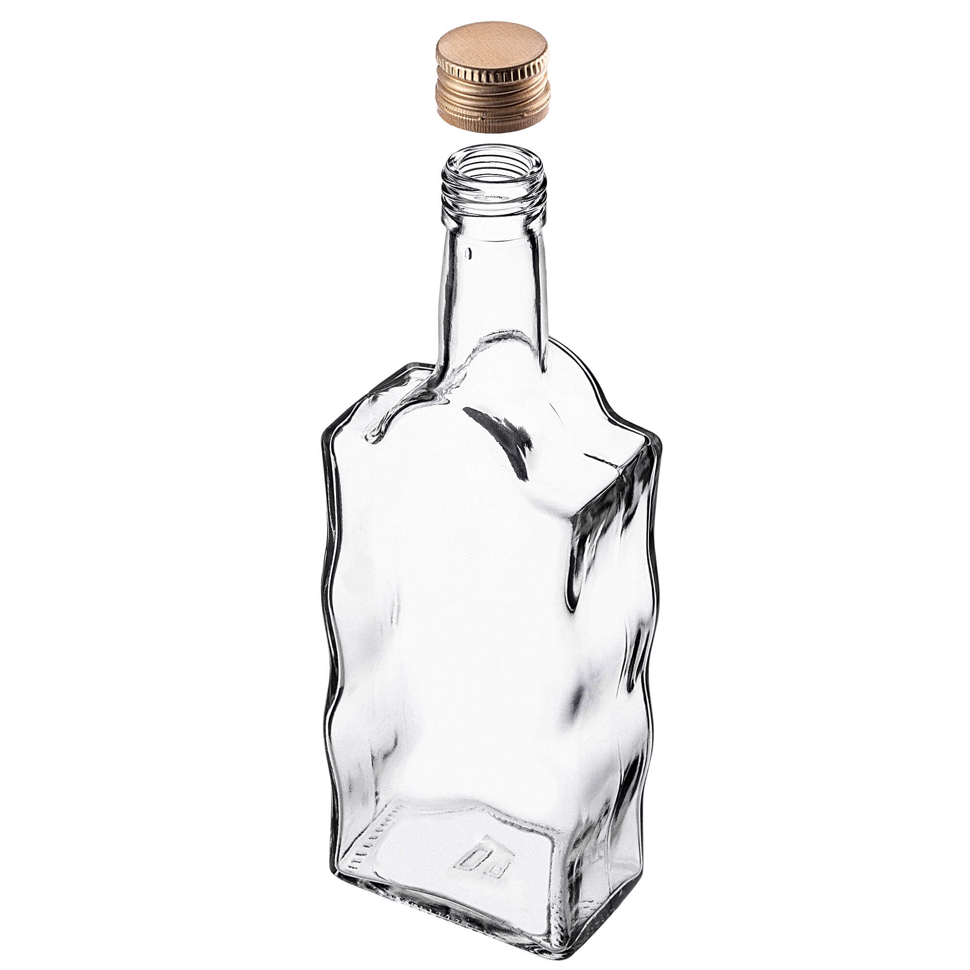 Szklana butelka na nalewkę Fala 500ml ze złotą zakrętką 10 szt.