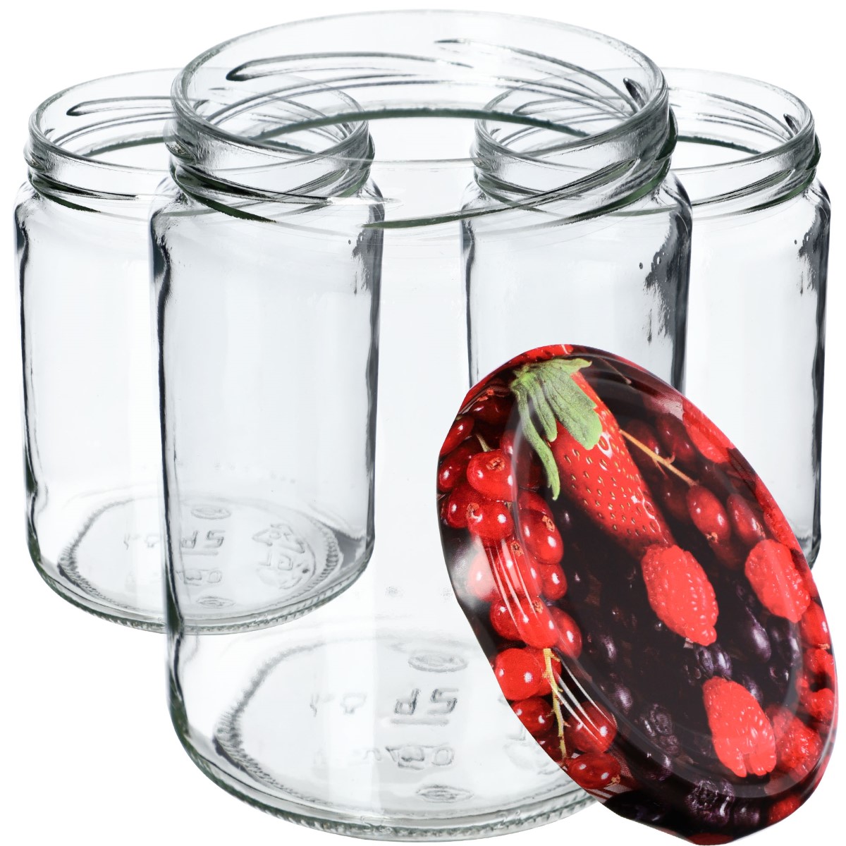 Słoiki na przetwory Maki 540ml 8szt fi 82 mm + wieczka "Owoce leśne"