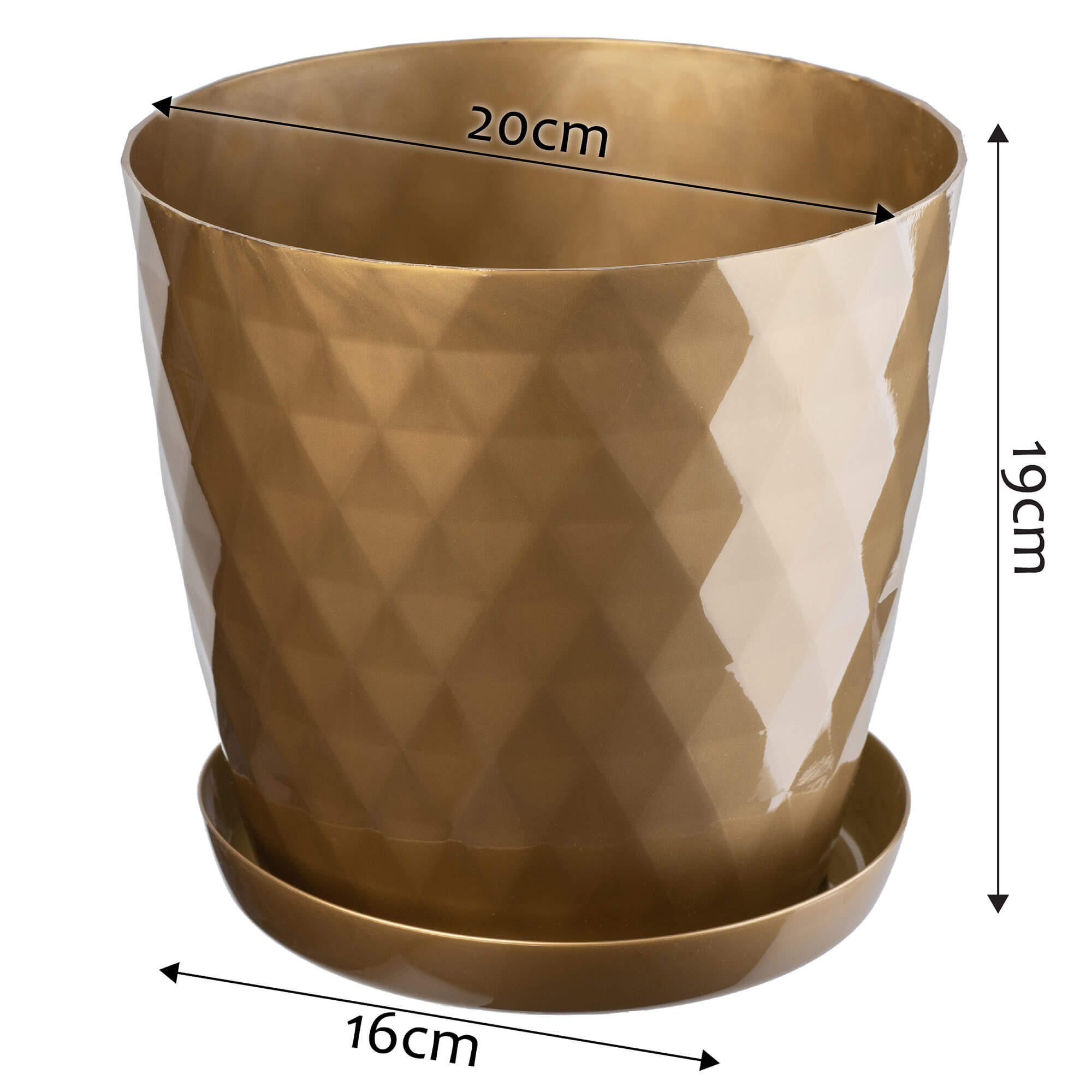 Doniczka na kwiaty z podstawką Amily 20 cm, złota