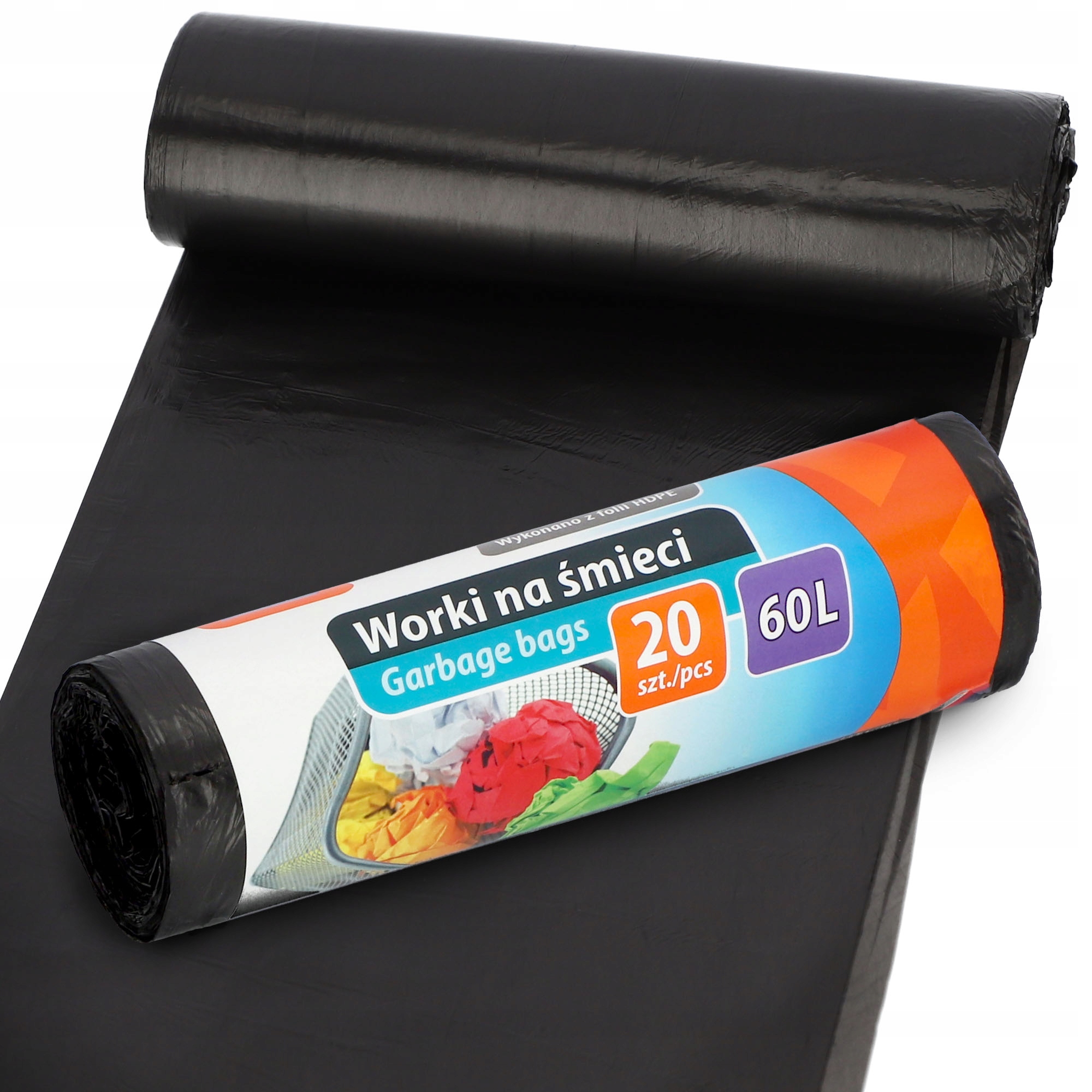 Worki na śmieci Ravi HDPE czarne 60L, 20 szt.