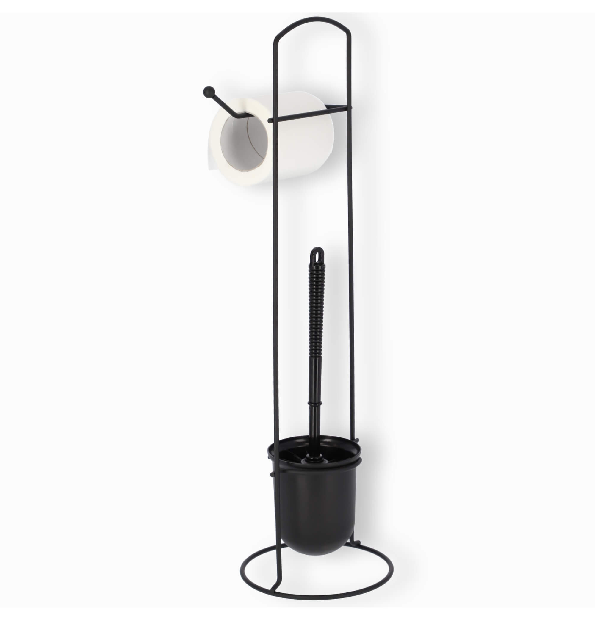 Szczotka do WC z uchwytem na papier 58 cm, czarny