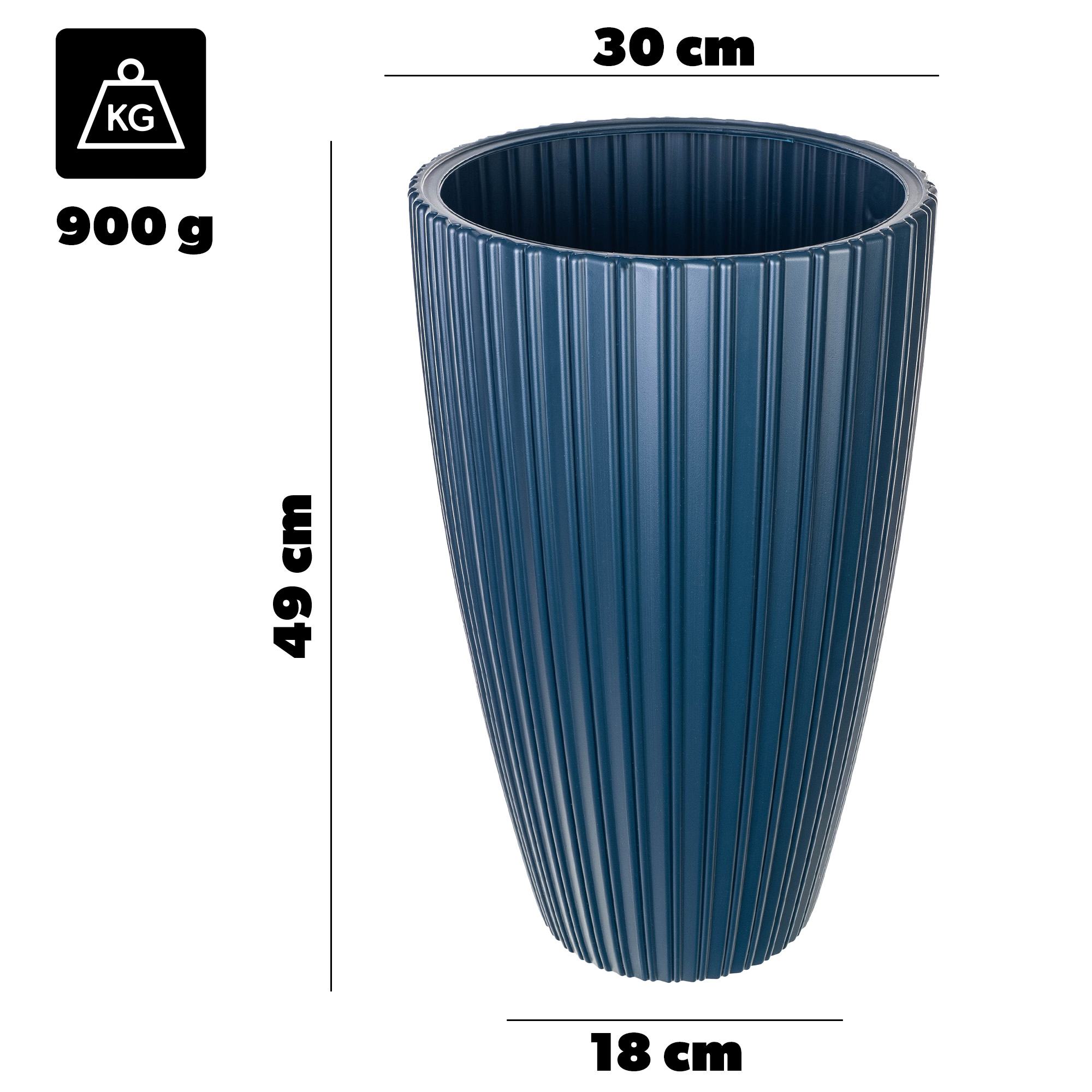 Doniczka z wkładem Lavoye 30cm granatowy