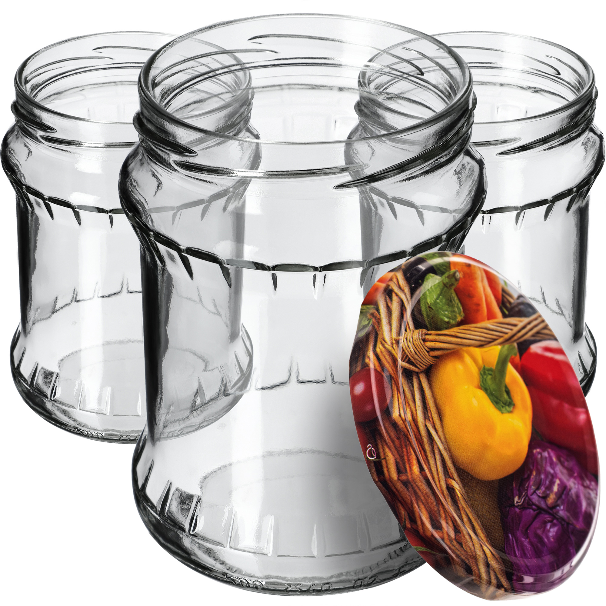 Słoiki na przetwory Kisko 500ml 16szt 82mm + wieczka "Papryka"