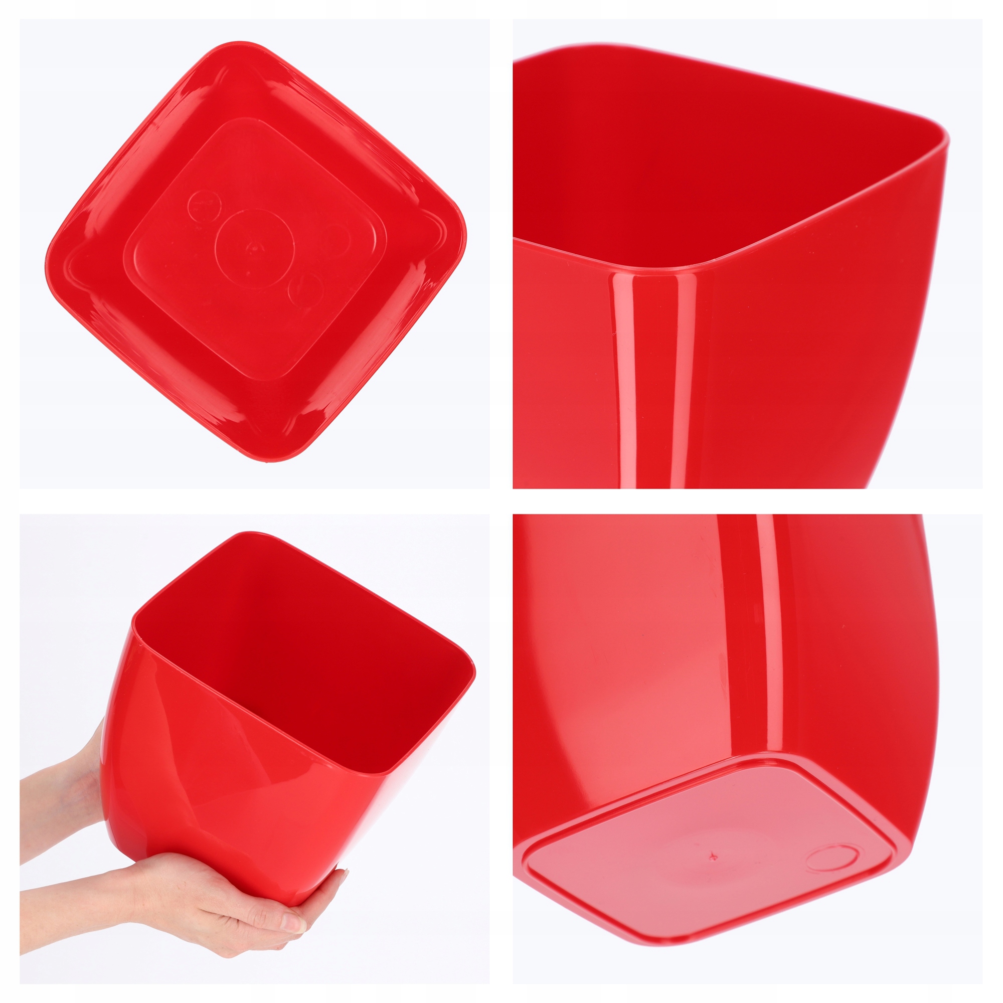 Doniczka kwadratowa Borgo 20 cm, czerwona