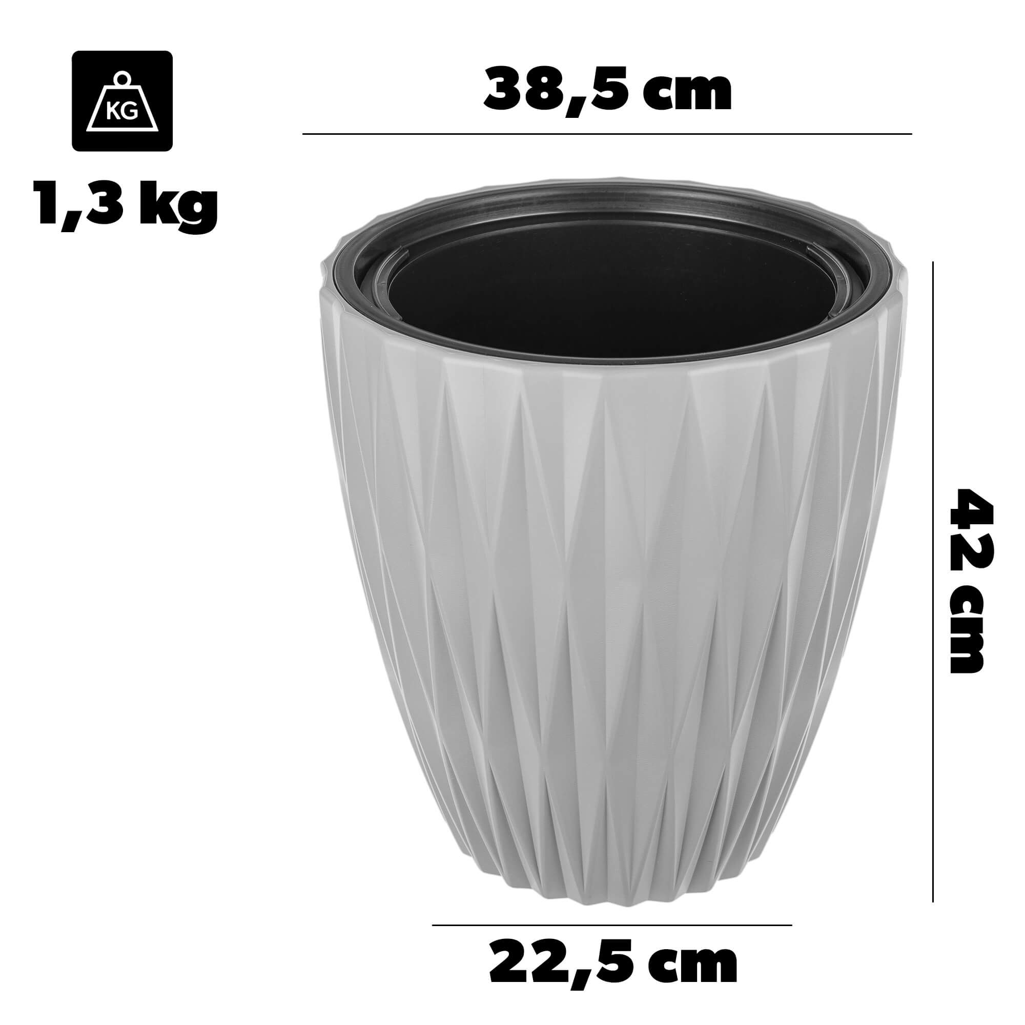 Doniczka Caro 40 cm, jasnoszara, 1 szt.