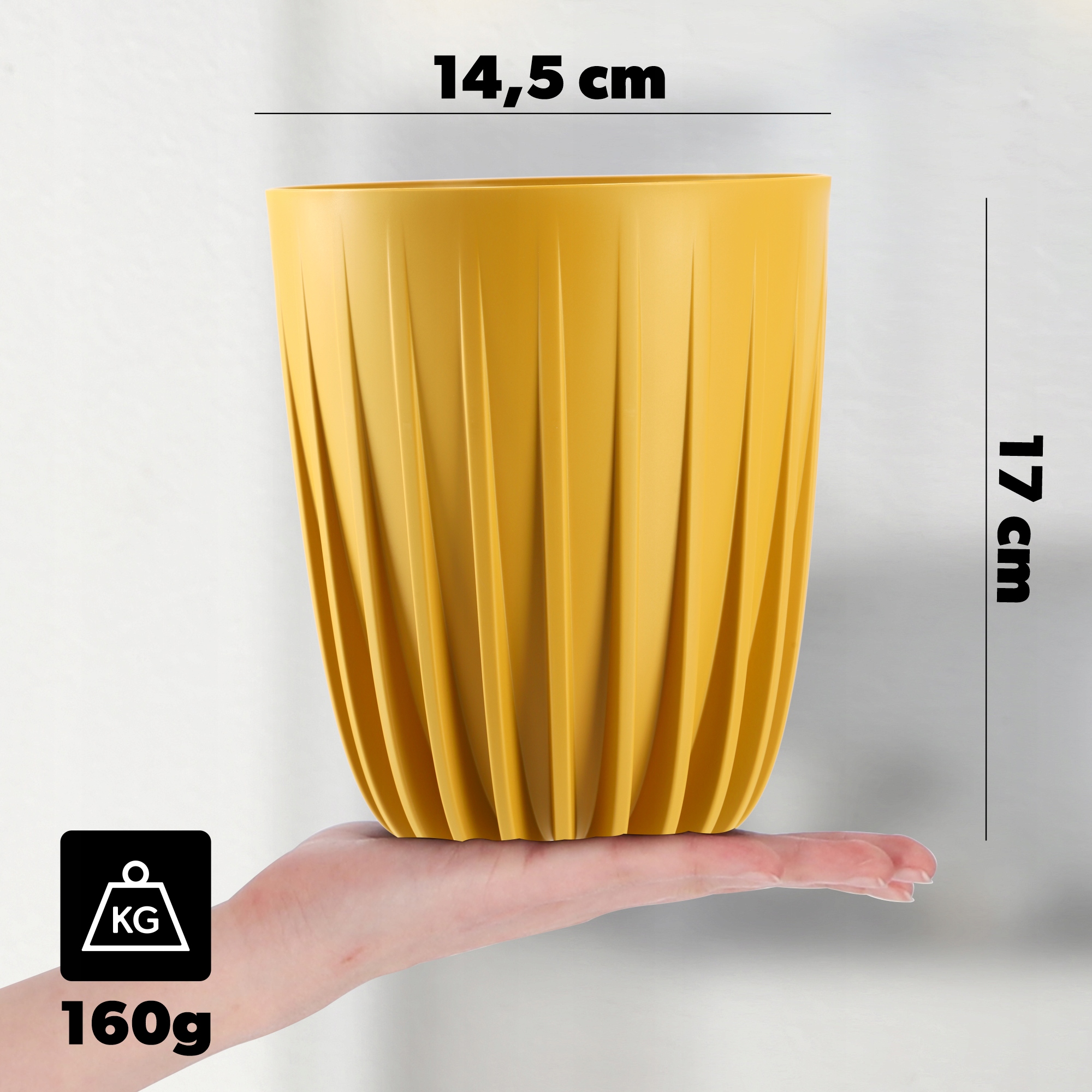 Eko doniczka z wkładem Costa 14 cm, musztardowa