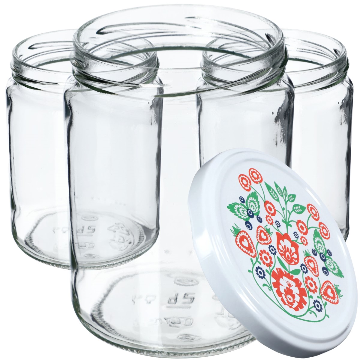 Słoiki na przetwory Maki 540ml 48szt fi 82 mm + wieczka "Folklor"