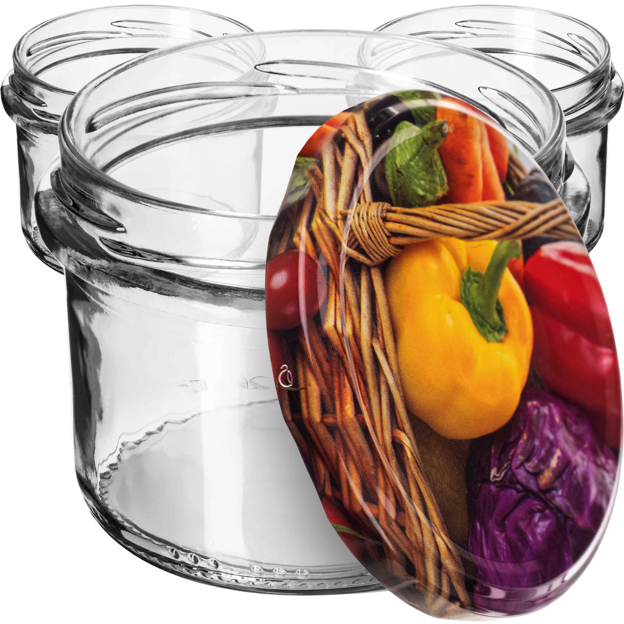 Słoiki na przetwory Tartu 235ml 50szt 82mm + wieczka "Papryka"