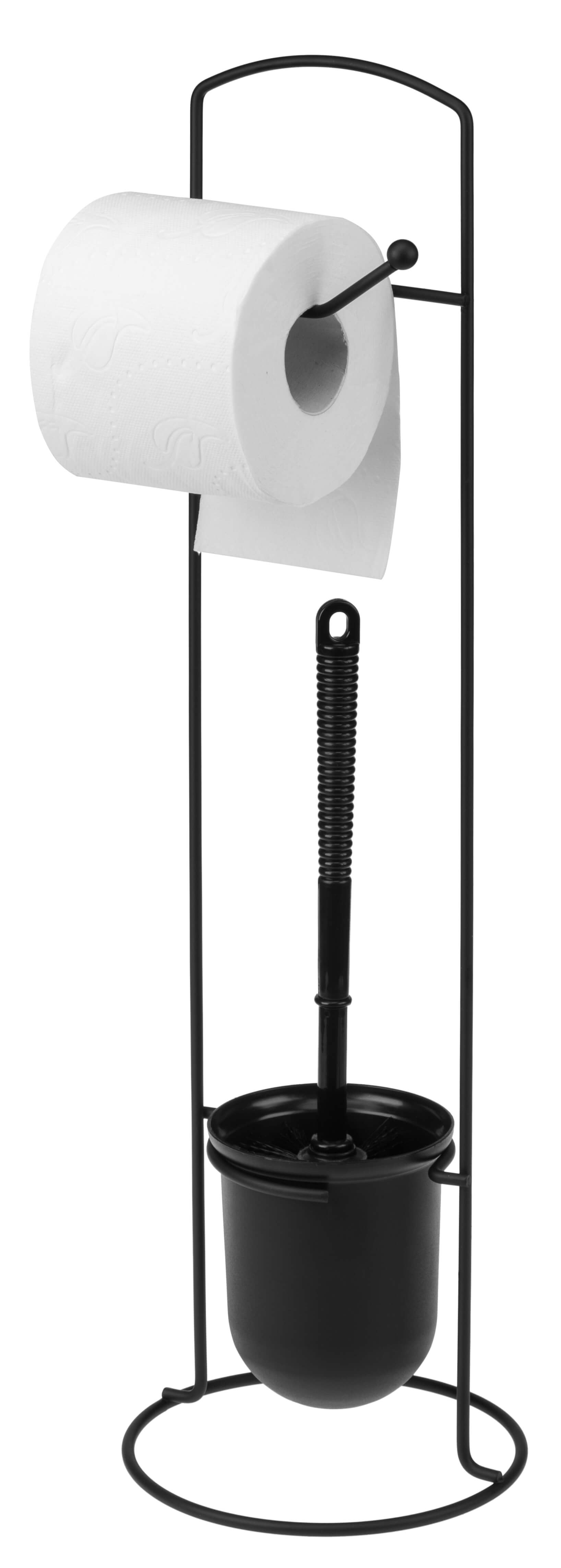 Szczotka do WC z uchwytem na papier 58 cm, czarny