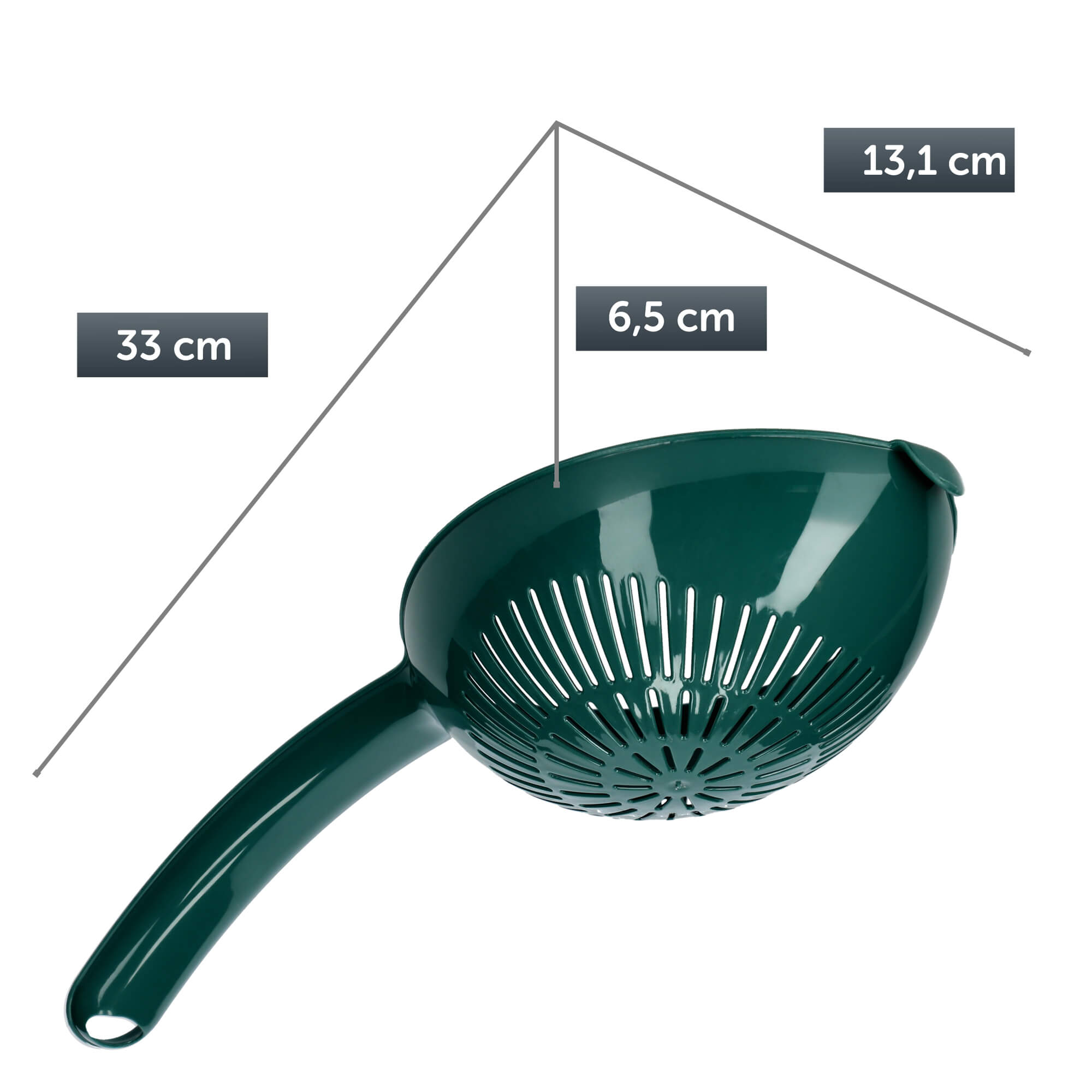 Cedzak kuchenny plastikowy Couto 33 x 13 cm, zielony