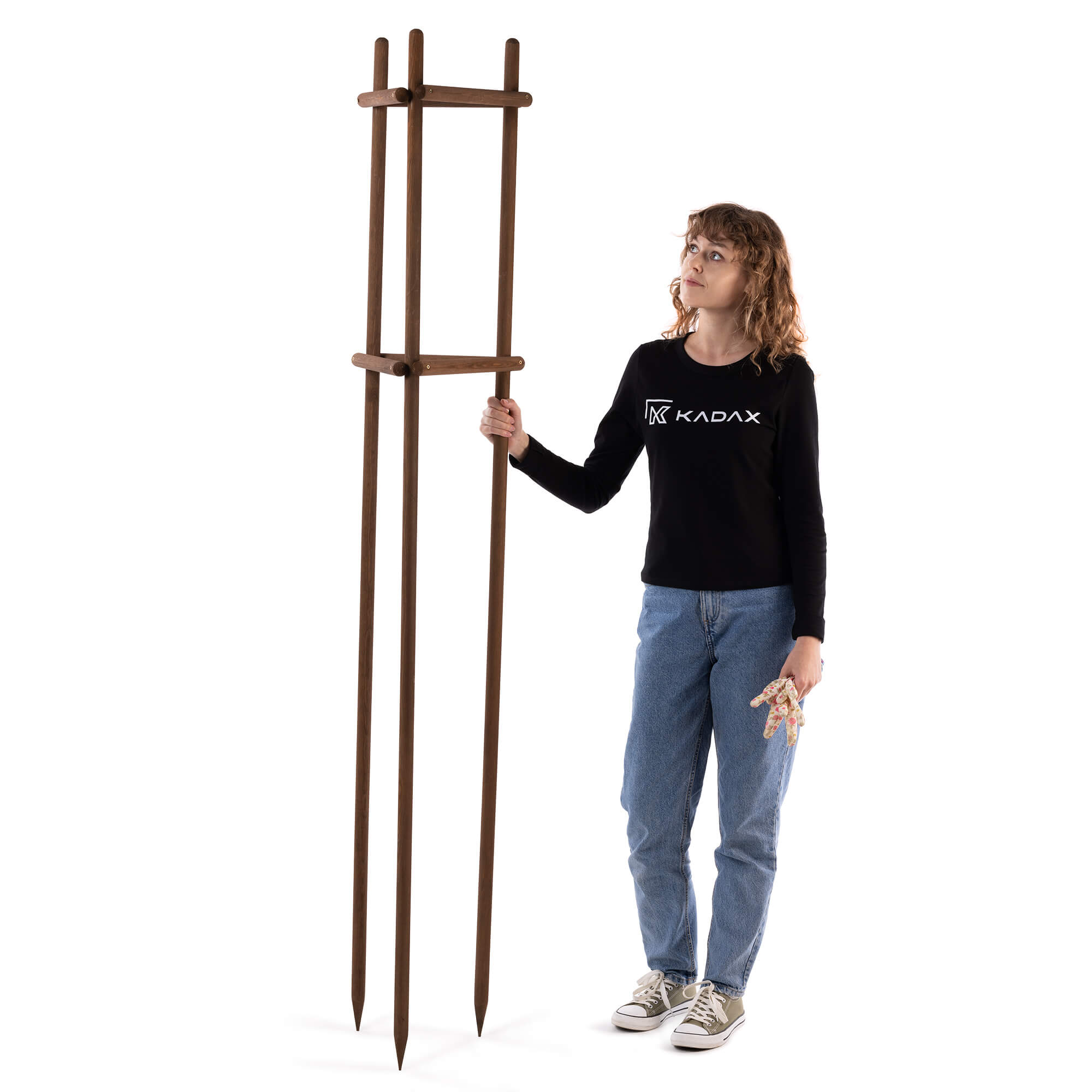 Podpora ogrodowa trójnóg Redon 195 cm drewniana brązowa