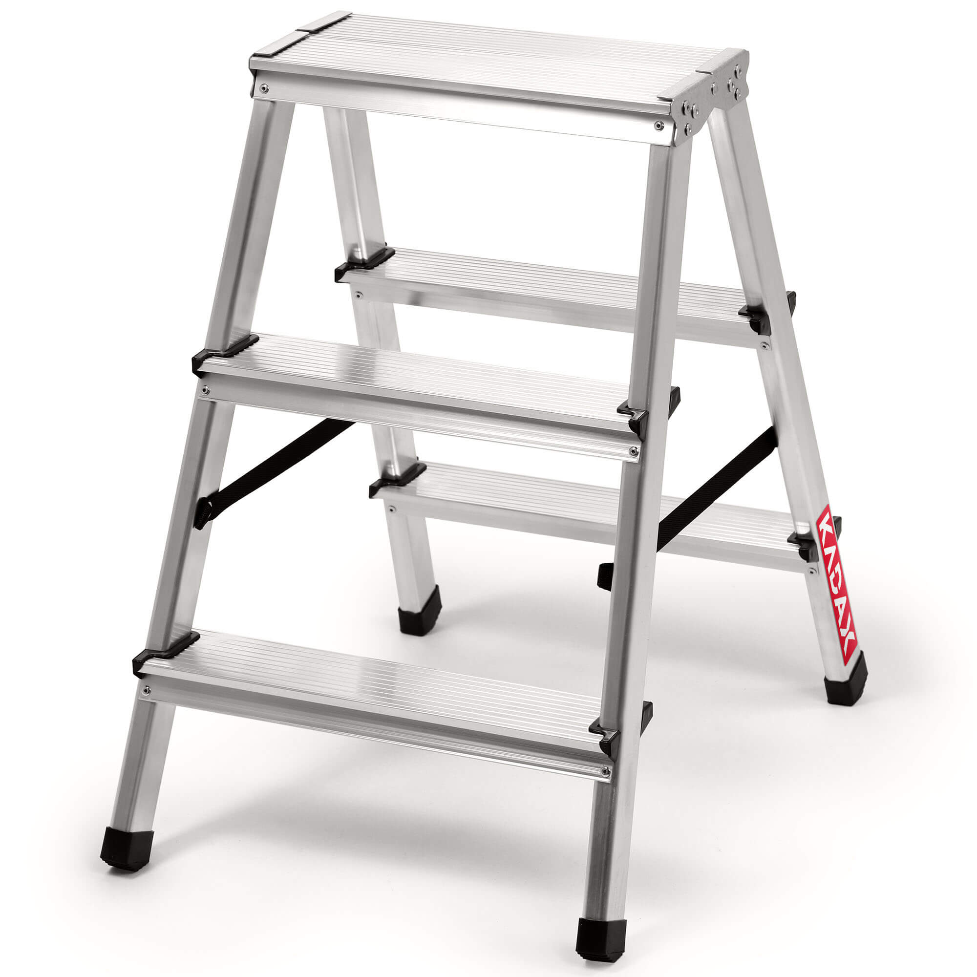 Drabina aluminiowa z podestem Musko, 3 stopnie, 125 kg