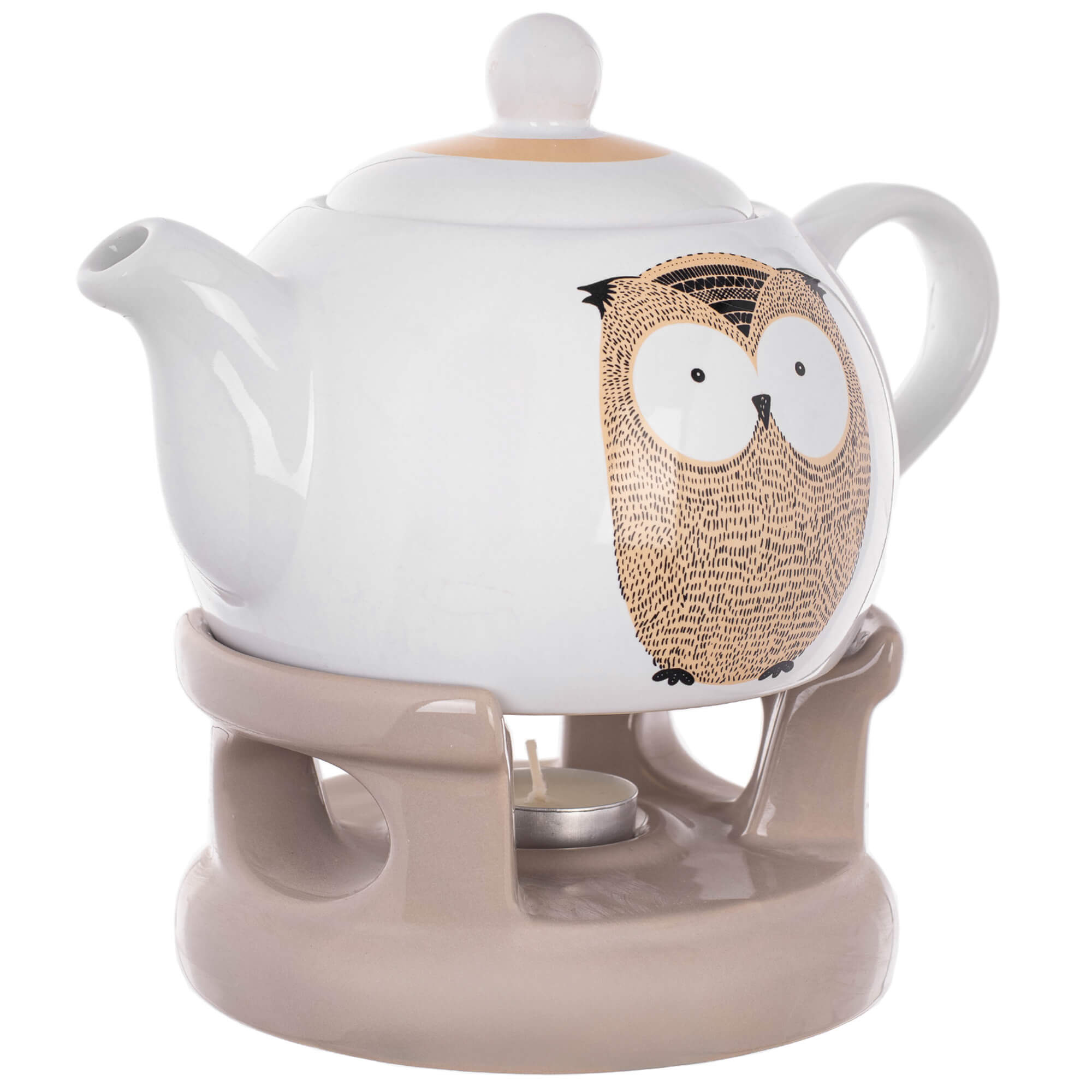 Dzbanek ceramiczny z podgrzewaczem Irais 1L sowa