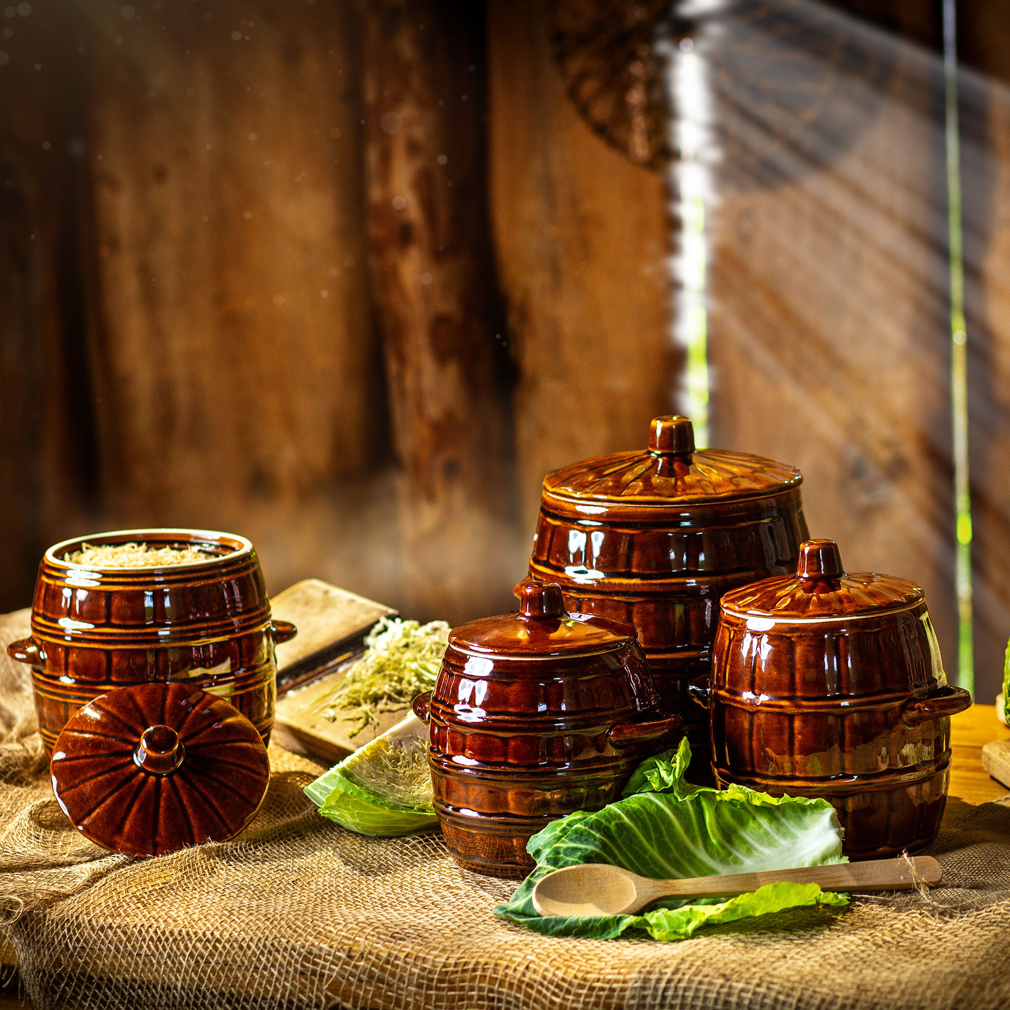 Beczka kamionkowa Helios 8L, z pokrywką