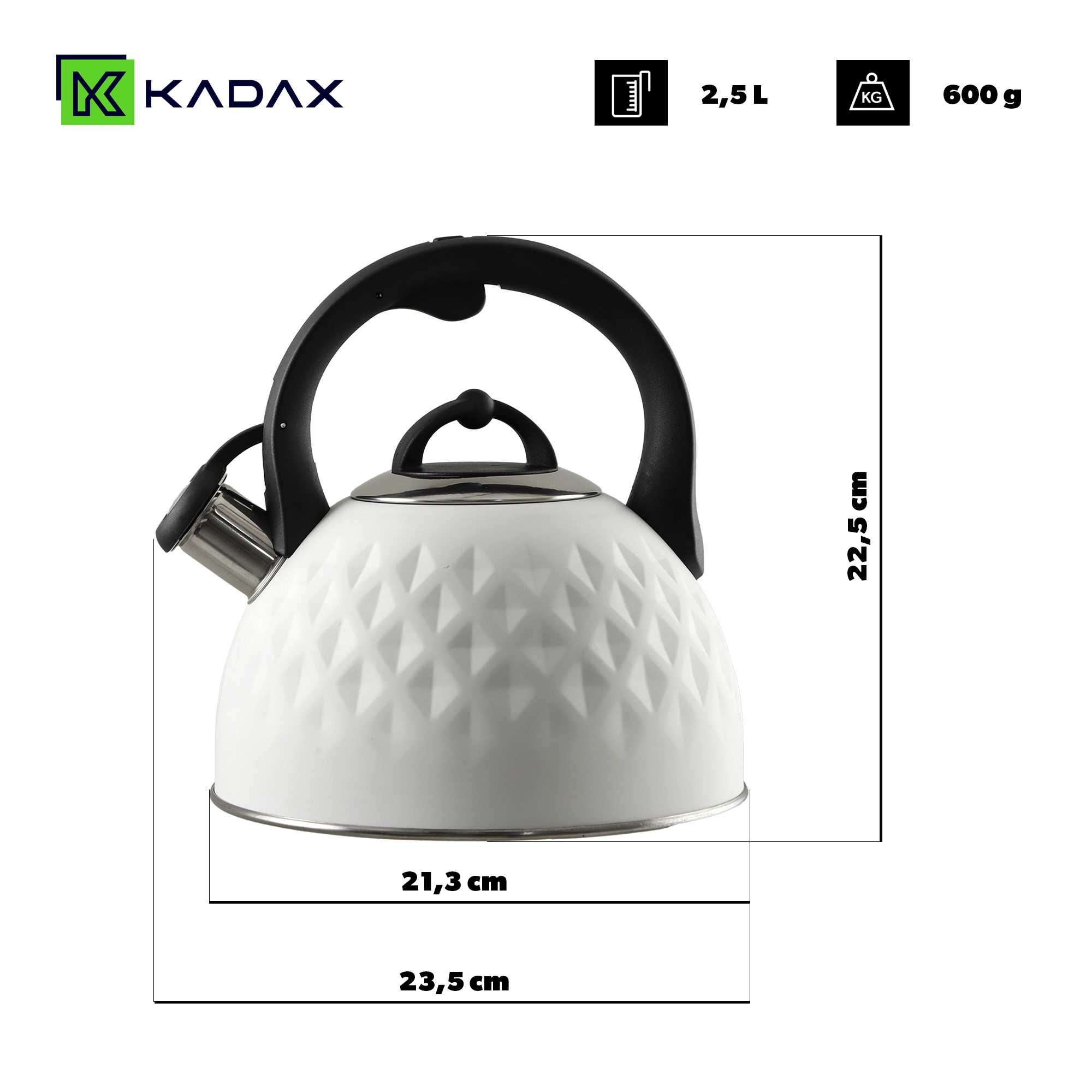 Czajnik ze stali nierdzewnej Artaix 2,5L biały