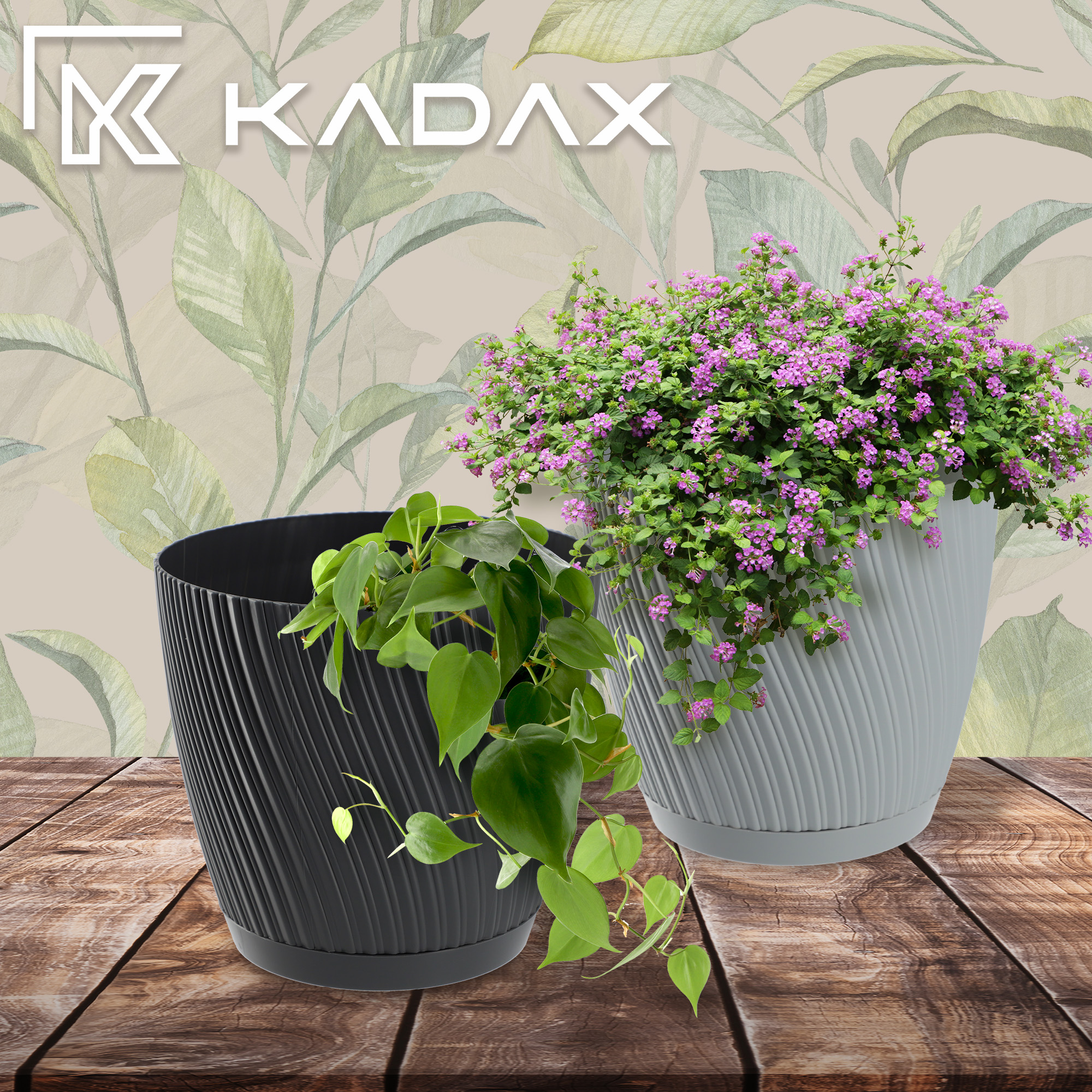 Doniczka z podstawką Tubas 19 cm, platyna